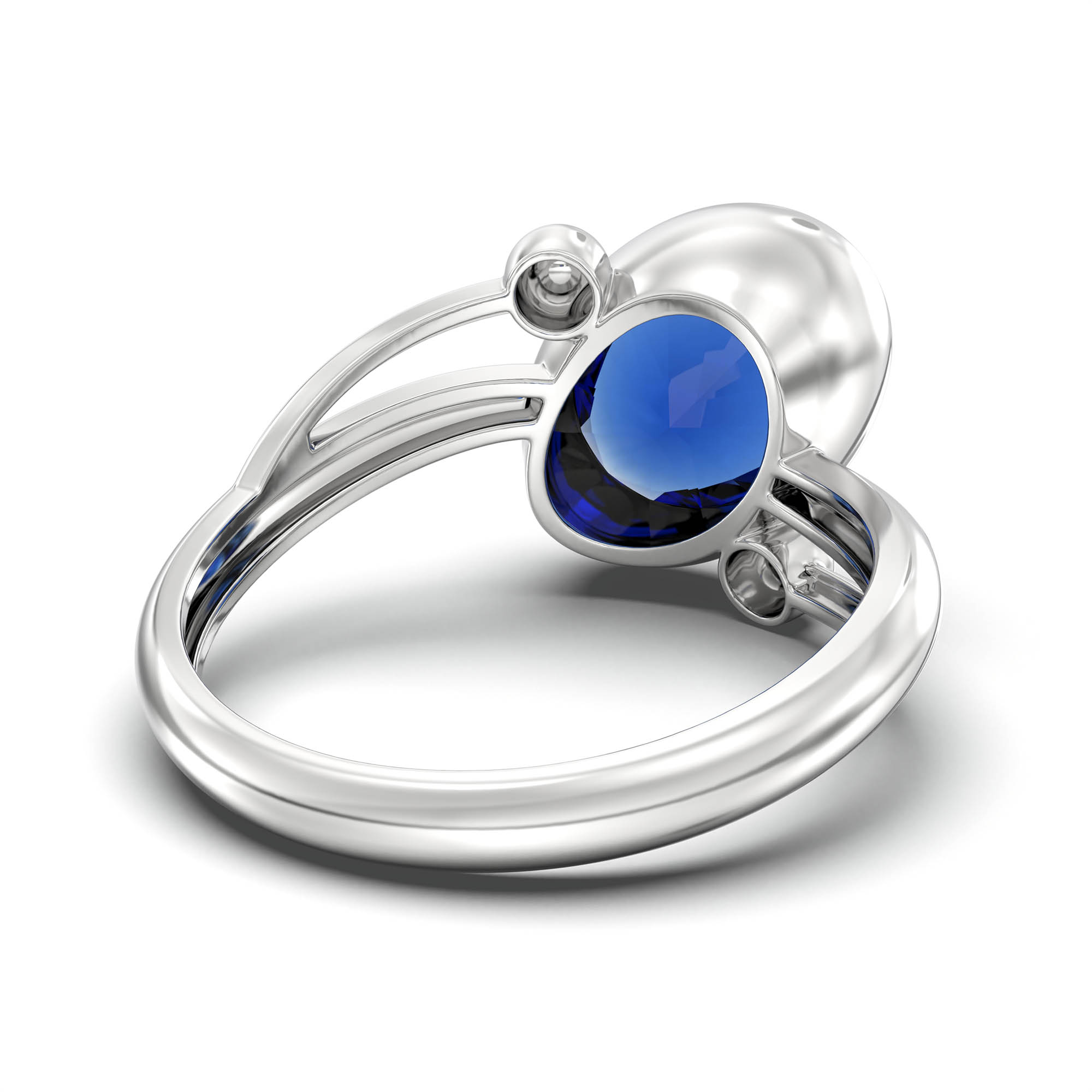 Blue Sapphire (Neelam) Ring for Women in 925 Sterling Silver – Oval 11x8 mm, Bezel Setting, 4 g (Design K14-5) thumbnail