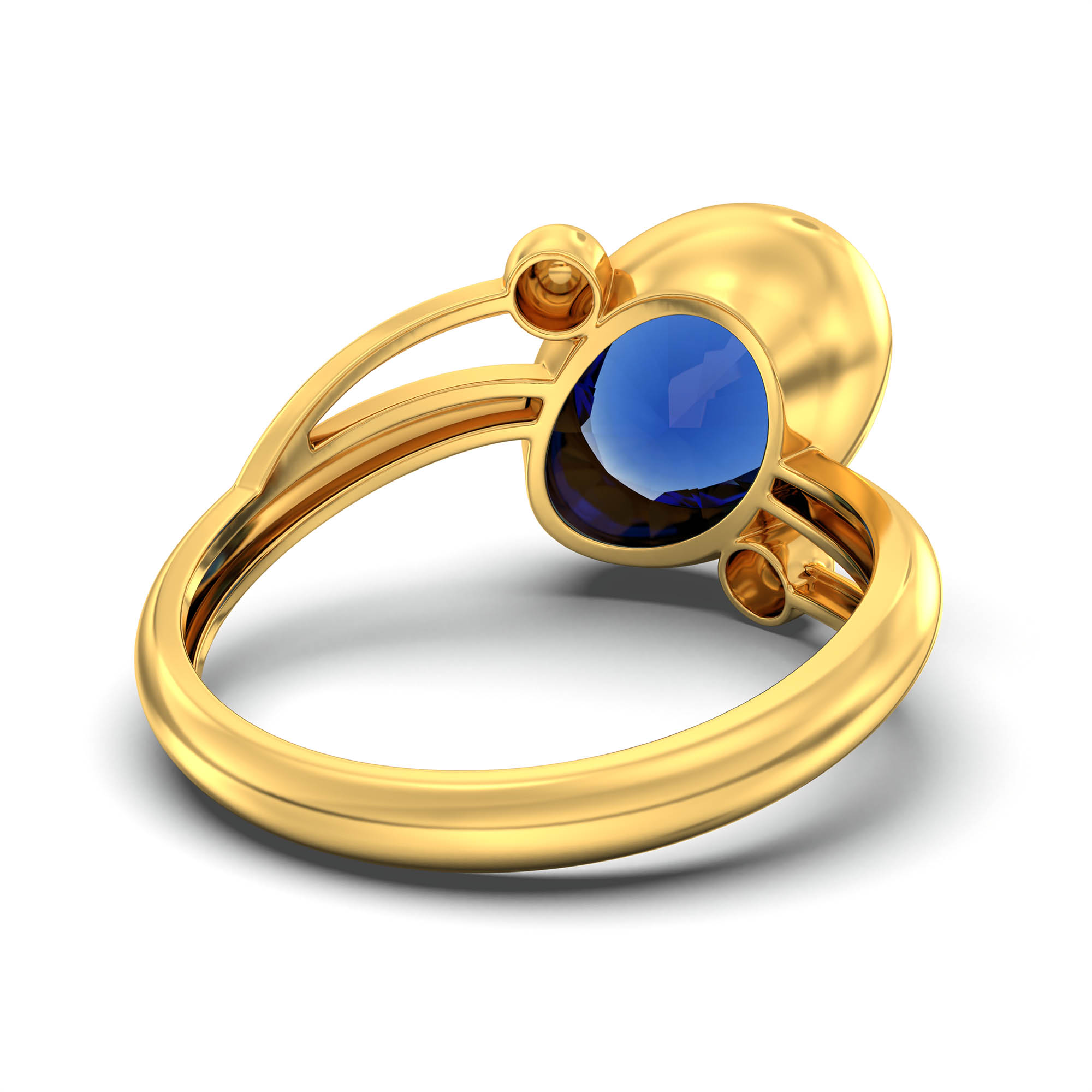 Blue Sapphire (Neelam) Ring for Women in 22K Yellow Gold – Oval 11x8 mm, Bezel Setting, 4 g (Design K14-5) thumbnail