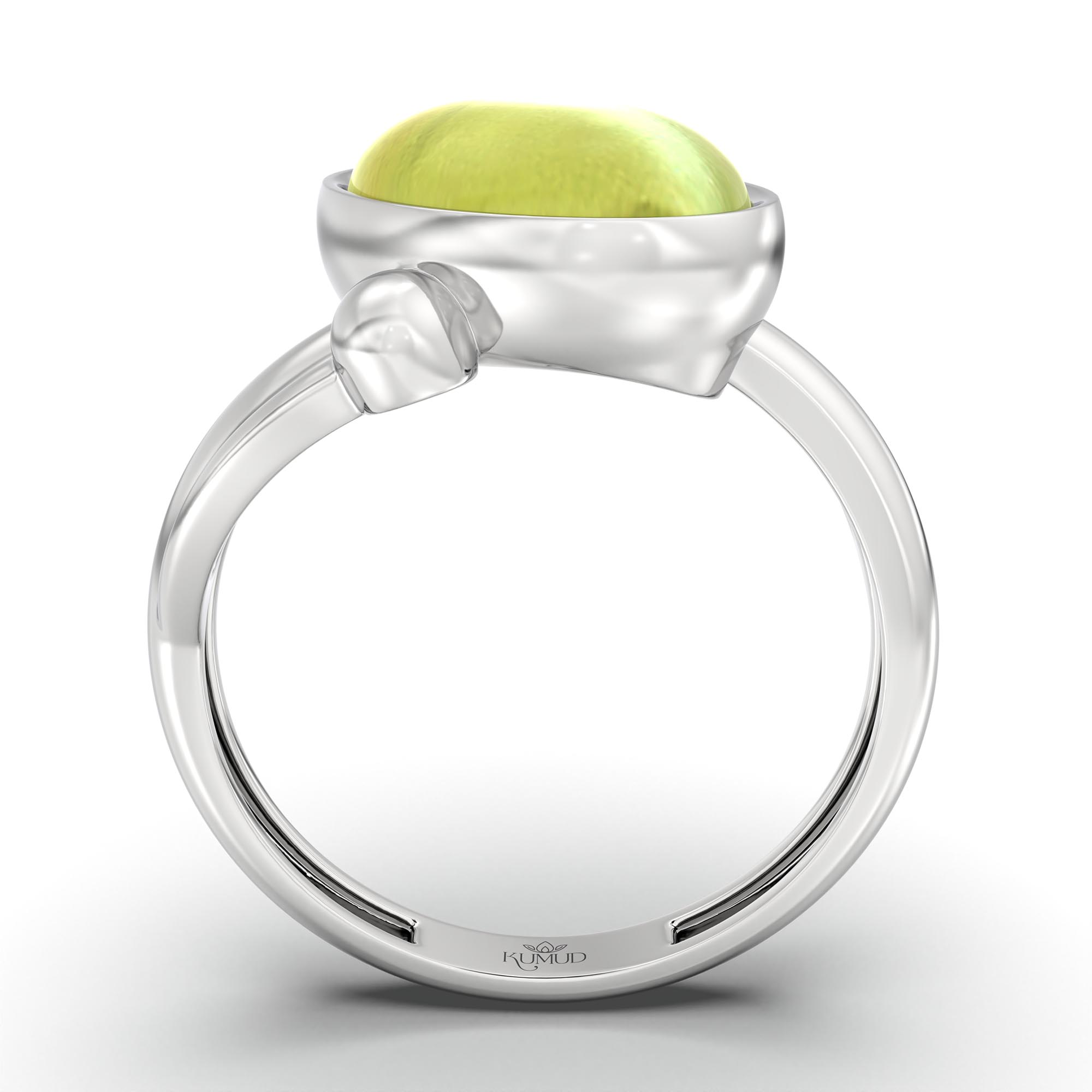Cat's Eye (Lehsunia) Ring for Women in 925 Sterling Silver – Oval Cabochon 11x8 mm, Bezel Setting, 4 g (Design K14-5) thumbnail