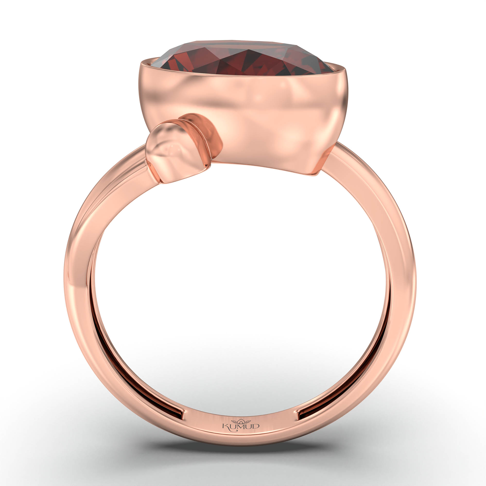 Hessonite (Gomed) Ring for Women in 18K Rose Gold – Oval 11x8 mm, Bezel Setting, 4 g (Design K14-5) thumbnail