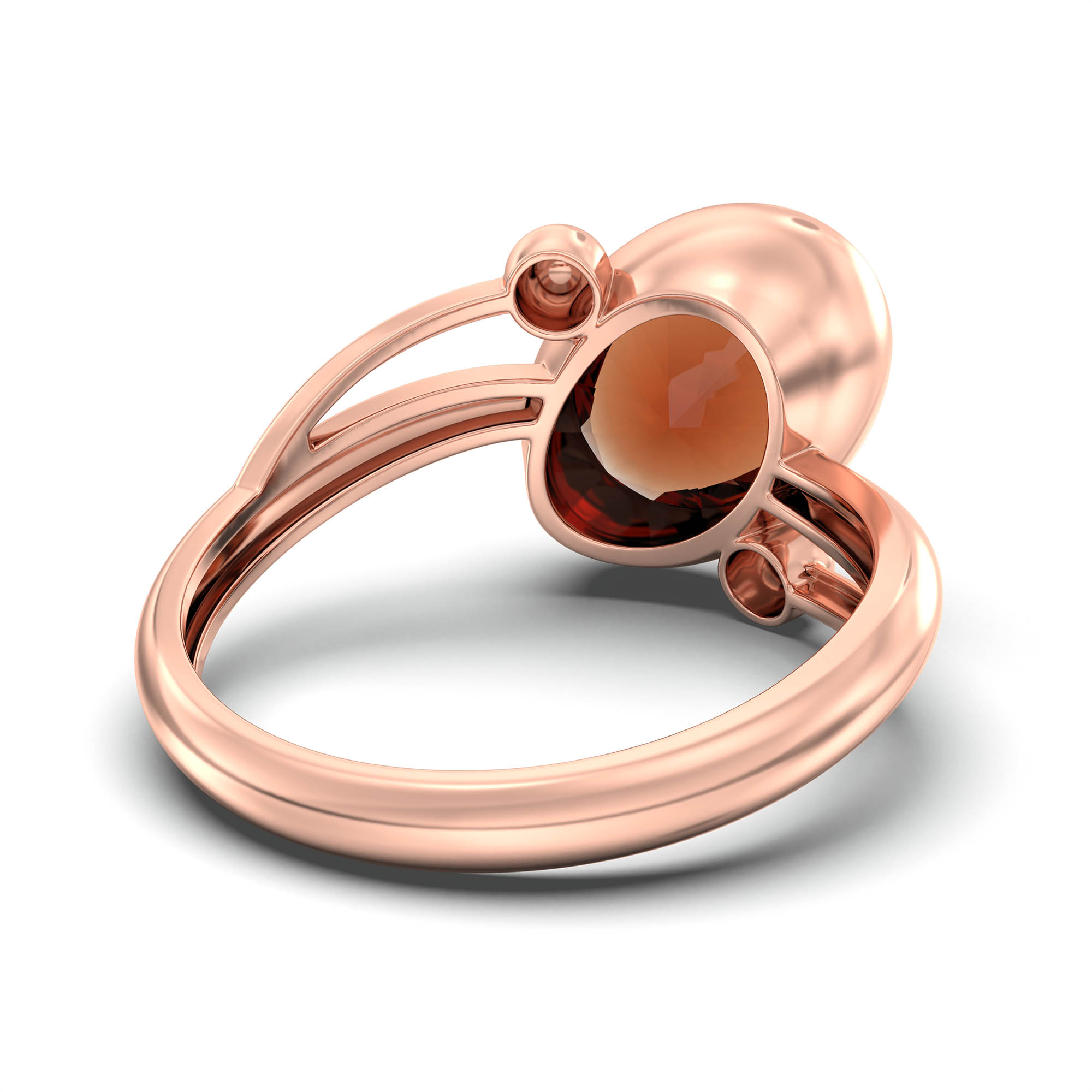 Hessonite (Gomed) Ring for Women in 18K Rose Gold – Oval 11x8 mm, Bezel Setting, 4 g (Design K14-5) thumbnail