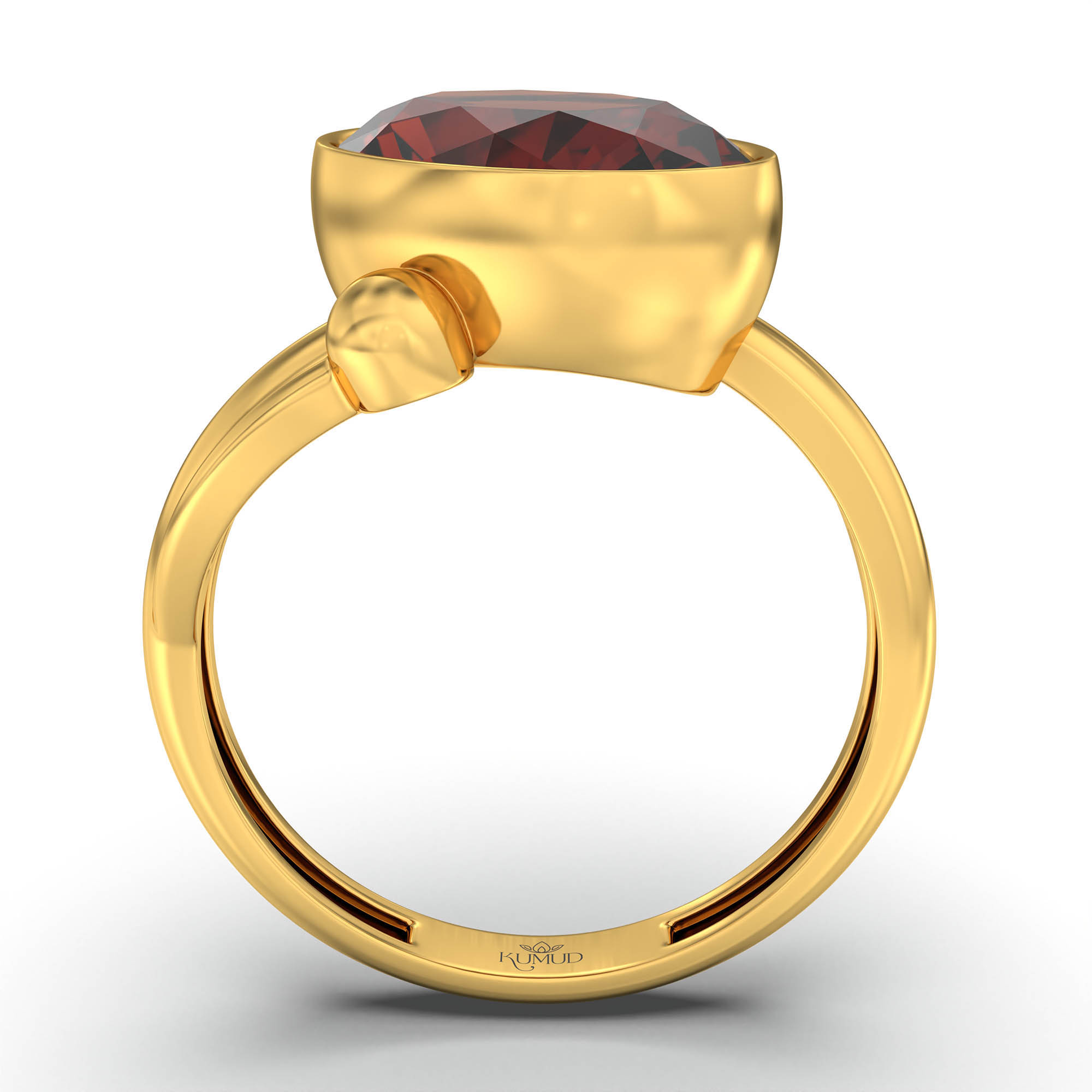 Hessonite (Gomed) Ring for Women in 22K Yellow Gold – Oval 11x8 mm, Bezel Setting, 4 g (Design K14-5) thumbnail