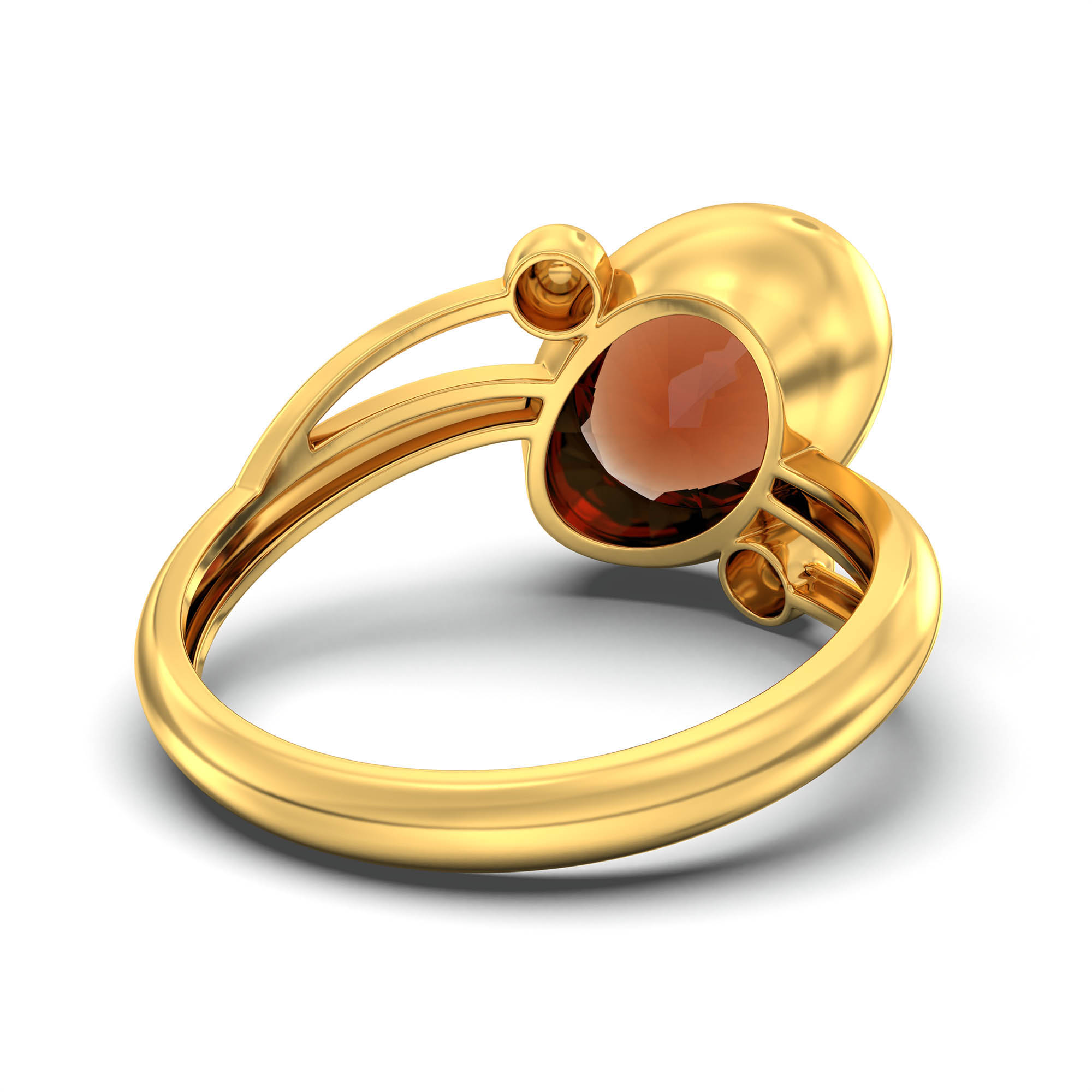 Hessonite (Gomed) Ring for Women in 22K Yellow Gold – Oval 11x8 mm, Bezel Setting, 4 g (Design K14-5) thumbnail