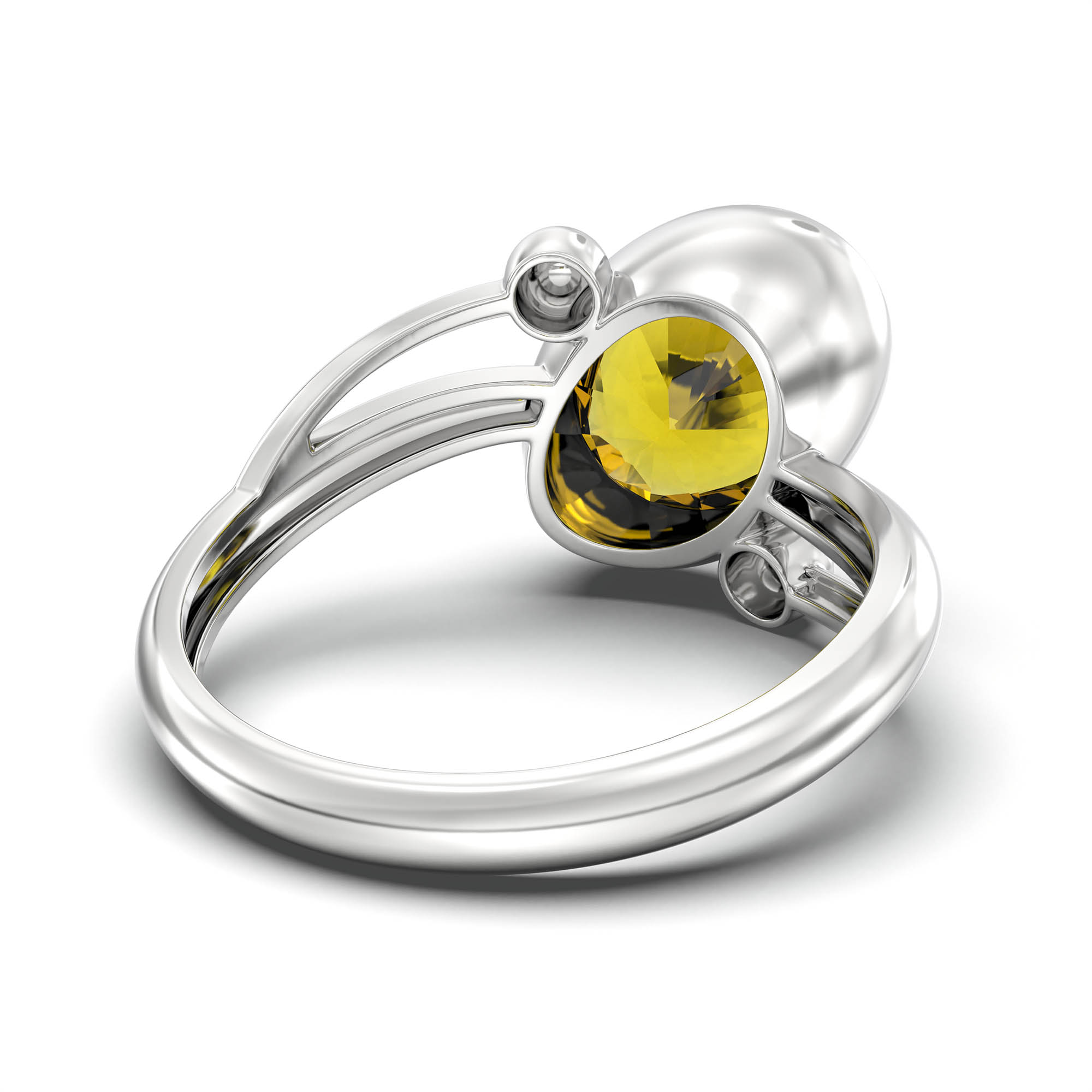 Yellow Sapphire (Pukhraj) Ring for Women in 925 Sterling Silver – Oval 11x8 mm, Bezel Setting, 4 g (Design K14-5) thumbnail