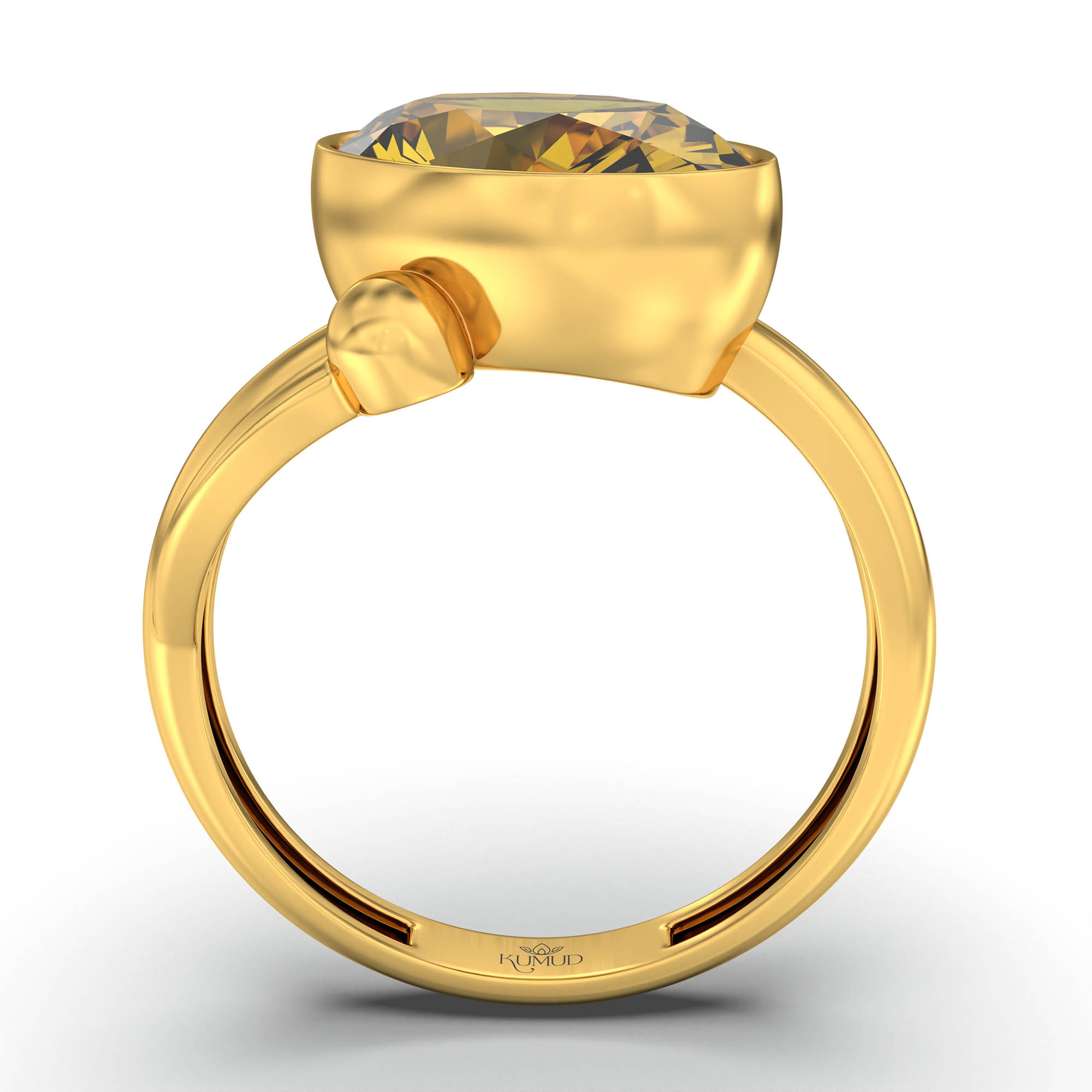 Yellow Sapphire (Pukhraj) Ring for Women in 22K Yellow Gold – Oval 11x8 mm, Bezel Setting, 4 g (Design K14-5) thumbnail