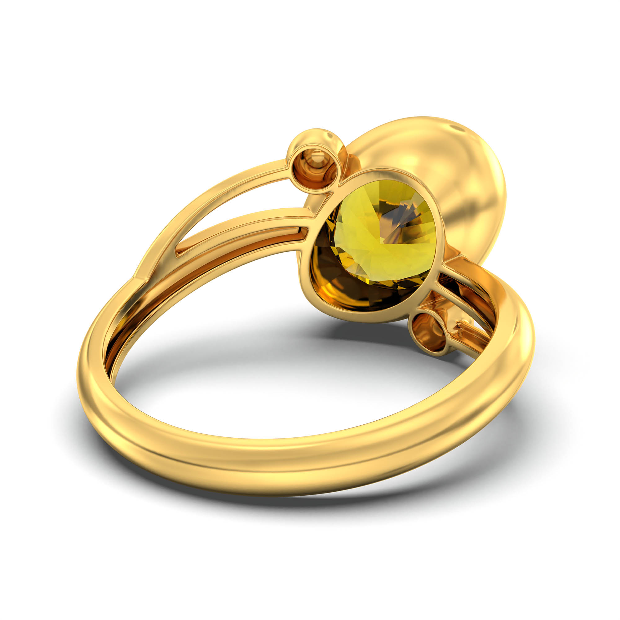 Yellow Sapphire (Pukhraj) Ring for Women in 22K Yellow Gold – Oval 11x8 mm, Bezel Setting, 4 g (Design K14-5) thumbnail