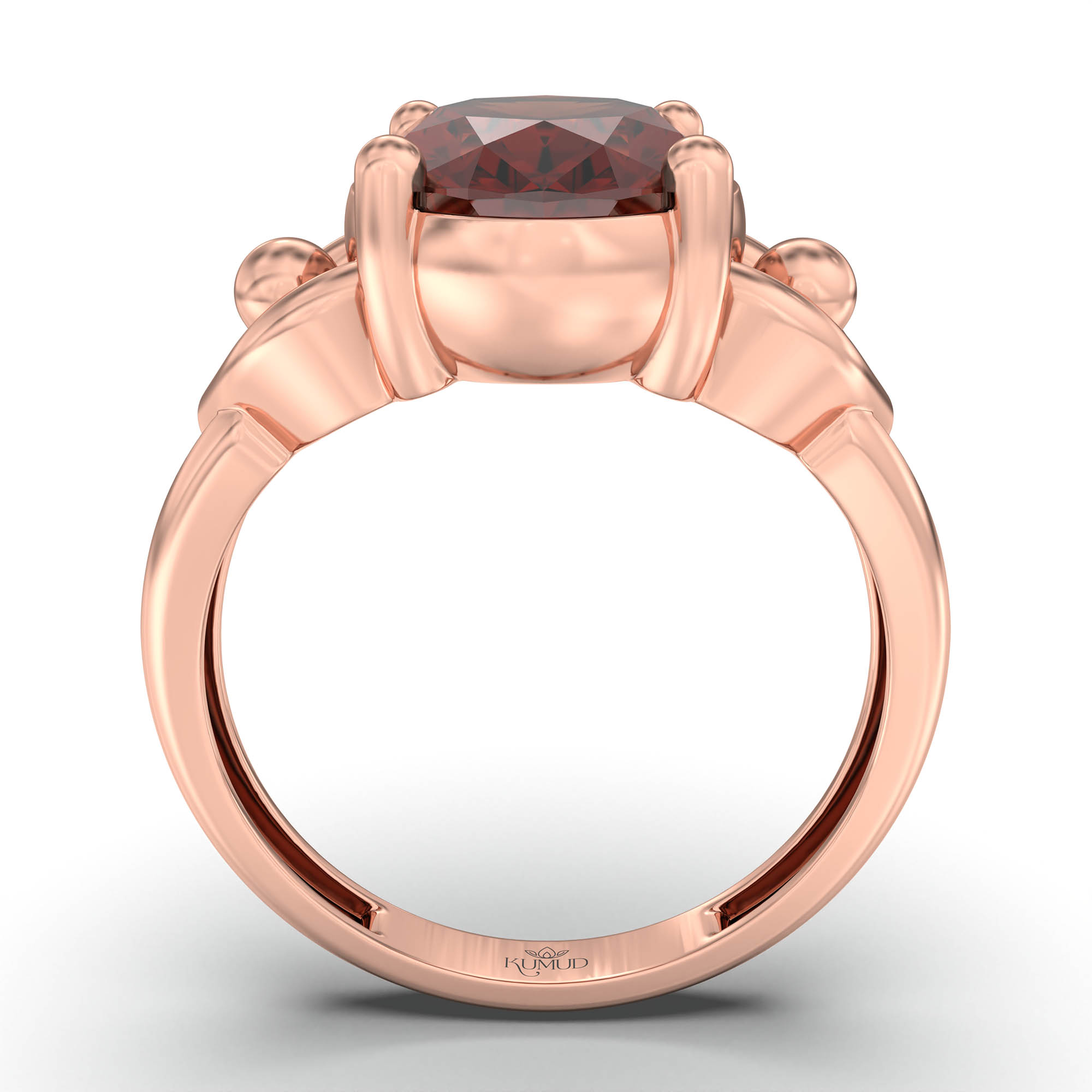 Hessonite (Gomed) Ring for Women in 18K Rose Gold – Oval 11x8 mm, Prong Setting, 4 g (Design K14-6) thumbnail