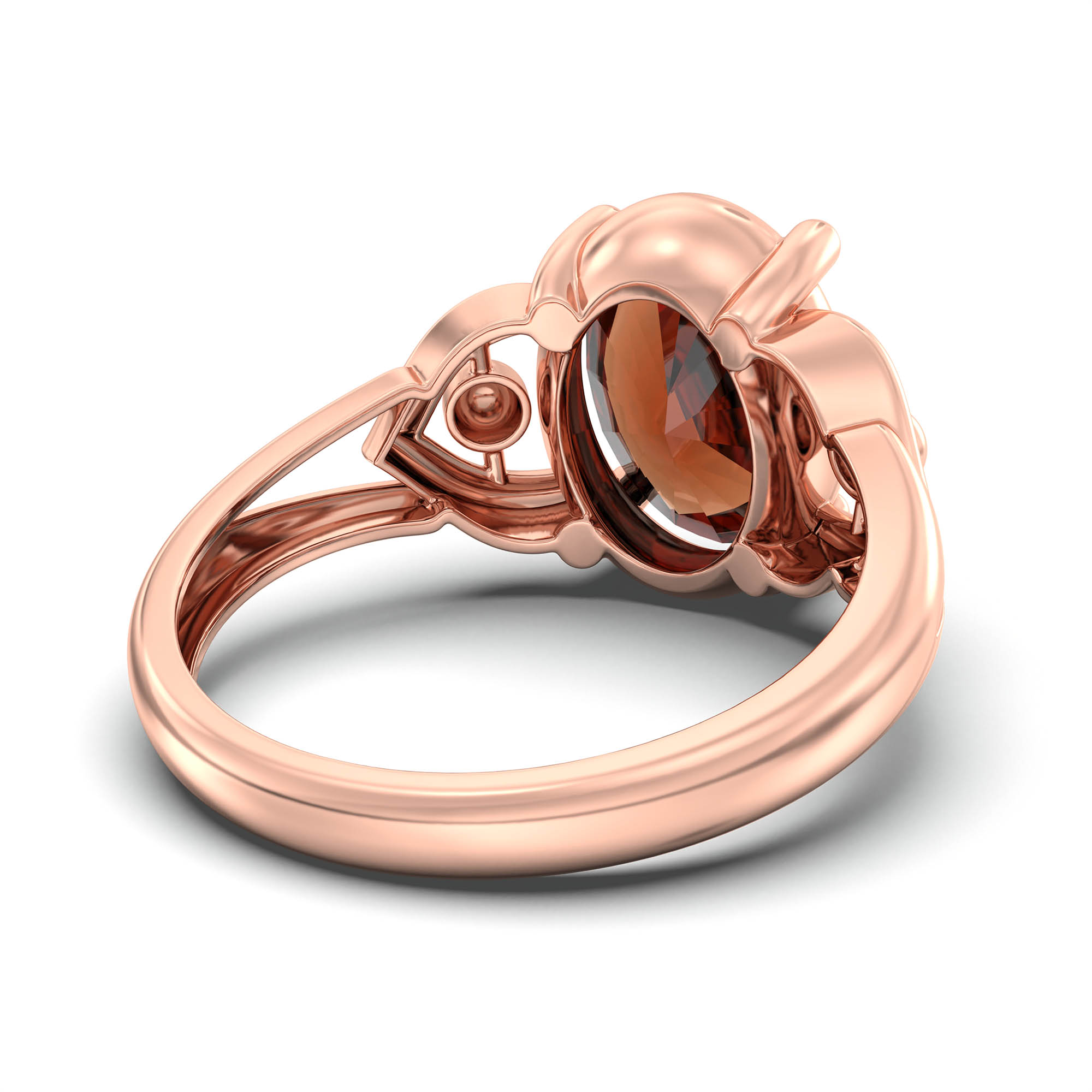 Hessonite (Gomed) Ring for Women in 18K Rose Gold – Oval 11x8 mm, Prong Setting, 4 g (Design K14-6) thumbnail