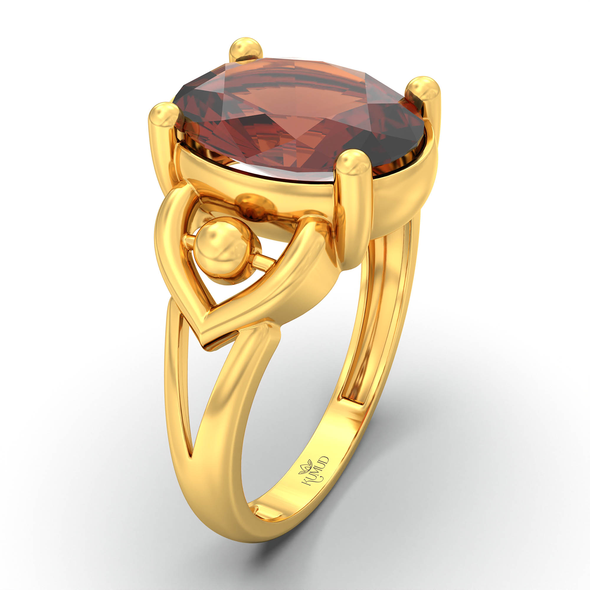 Hessonite (Gomed) Ring for Women in 22K Yellow Gold – Oval 11x8 mm, Prong Setting, 4 g (Design K14-6) thumbnail
