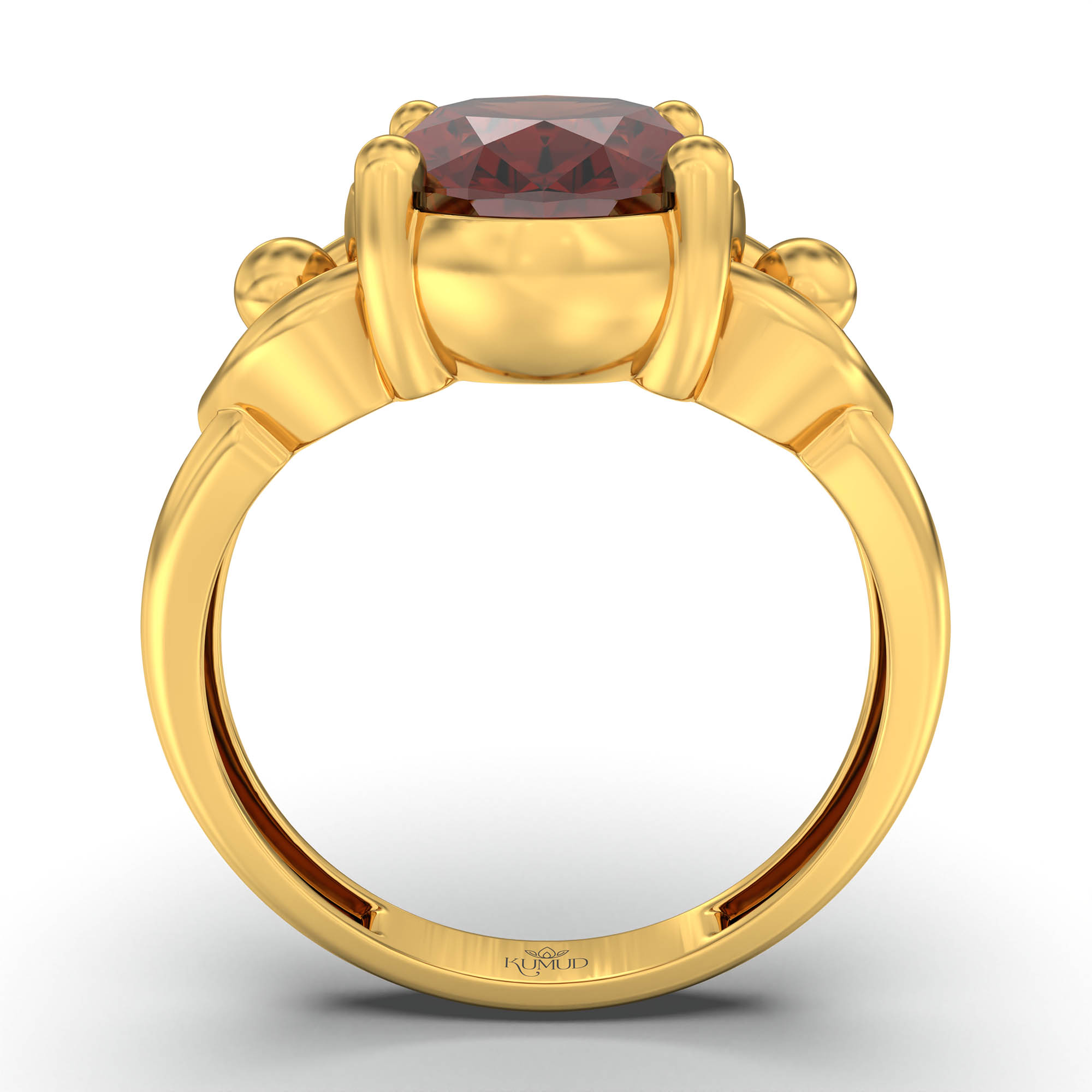 Hessonite (Gomed) Ring for Women in 22K Yellow Gold – Oval 11x8 mm, Prong Setting, 4 g (Design K14-6) thumbnail