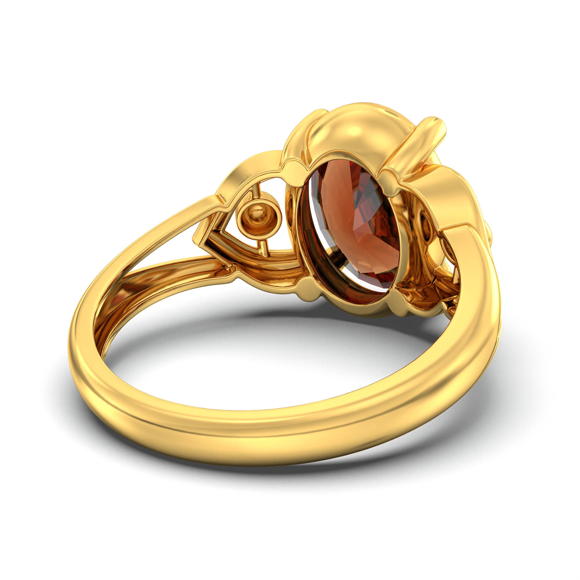 Hessonite (Gomed) Ring for Women in 22K Yellow Gold – Oval 11x8 mm, Prong Setting, 4 g (Design K14-6) thumbnail