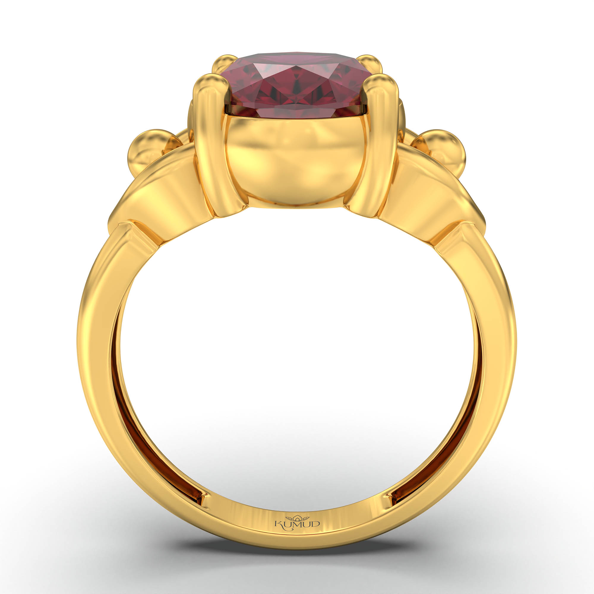 Ruby (Manik) Ring for Women in 22K Yellow Gold – Oval 11x8 mm, Prong Setting, 4 g (Design K14-6) thumbnail