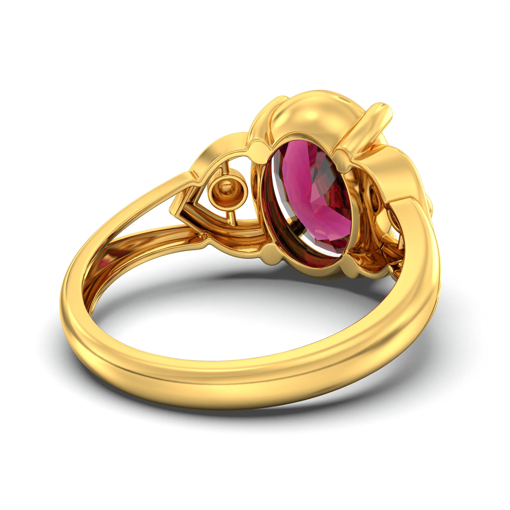 Ruby (Manik) Ring for Women in 22K Yellow Gold – Oval 11x8 mm, Prong Setting, 4 g (Design K14-6) thumbnail