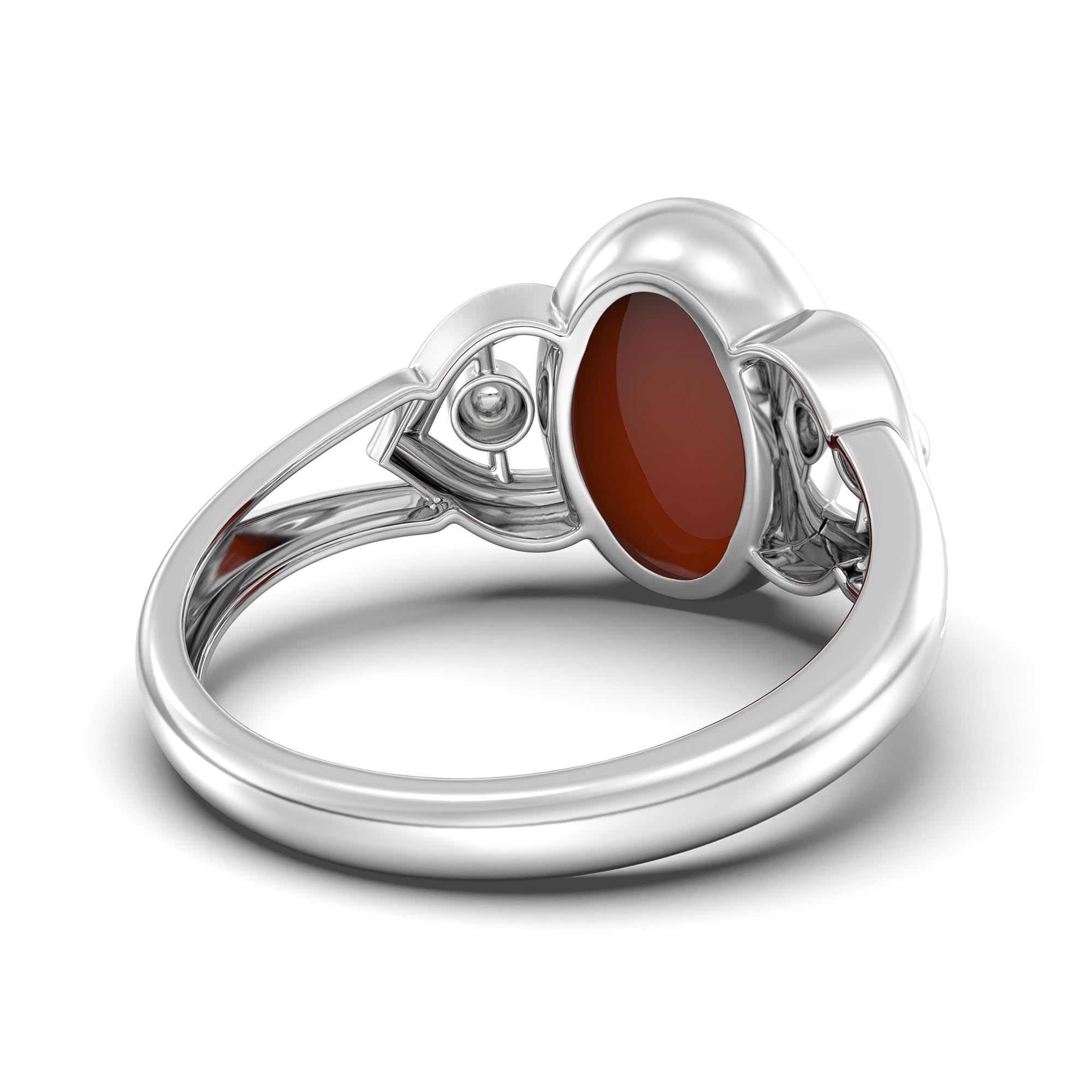 Red Coral (Moonga) Ring for Women in 925 Sterling Silver – Oval Cabochon 11x8 mm, Bezel Setting, 4 g (Design K14-6) thumbnail