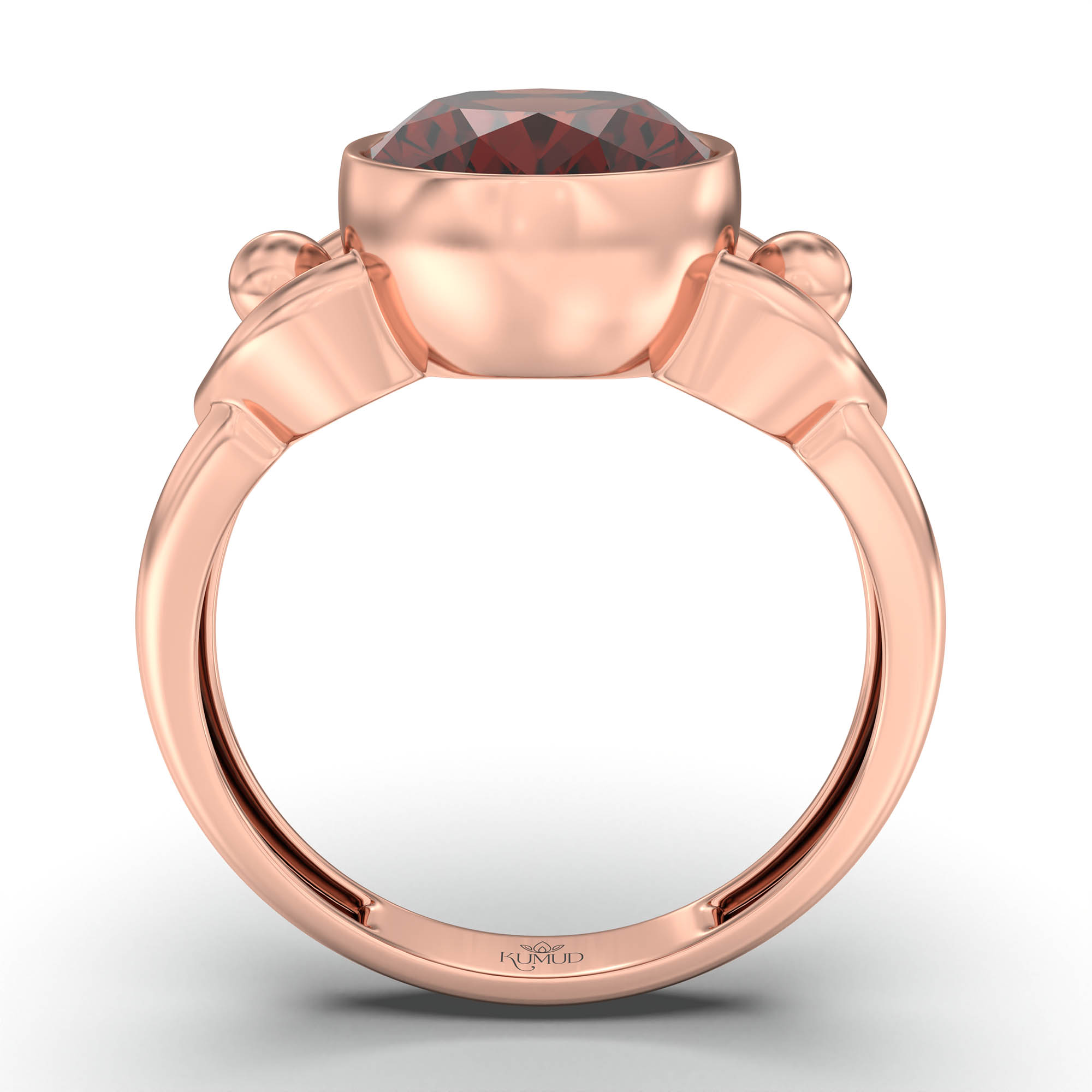 Hessonite (Gomed) Ring for Women in 18K Rose Gold – Oval 11x8 mm, Bezel Setting, 4 g (Design K14-6) thumbnail