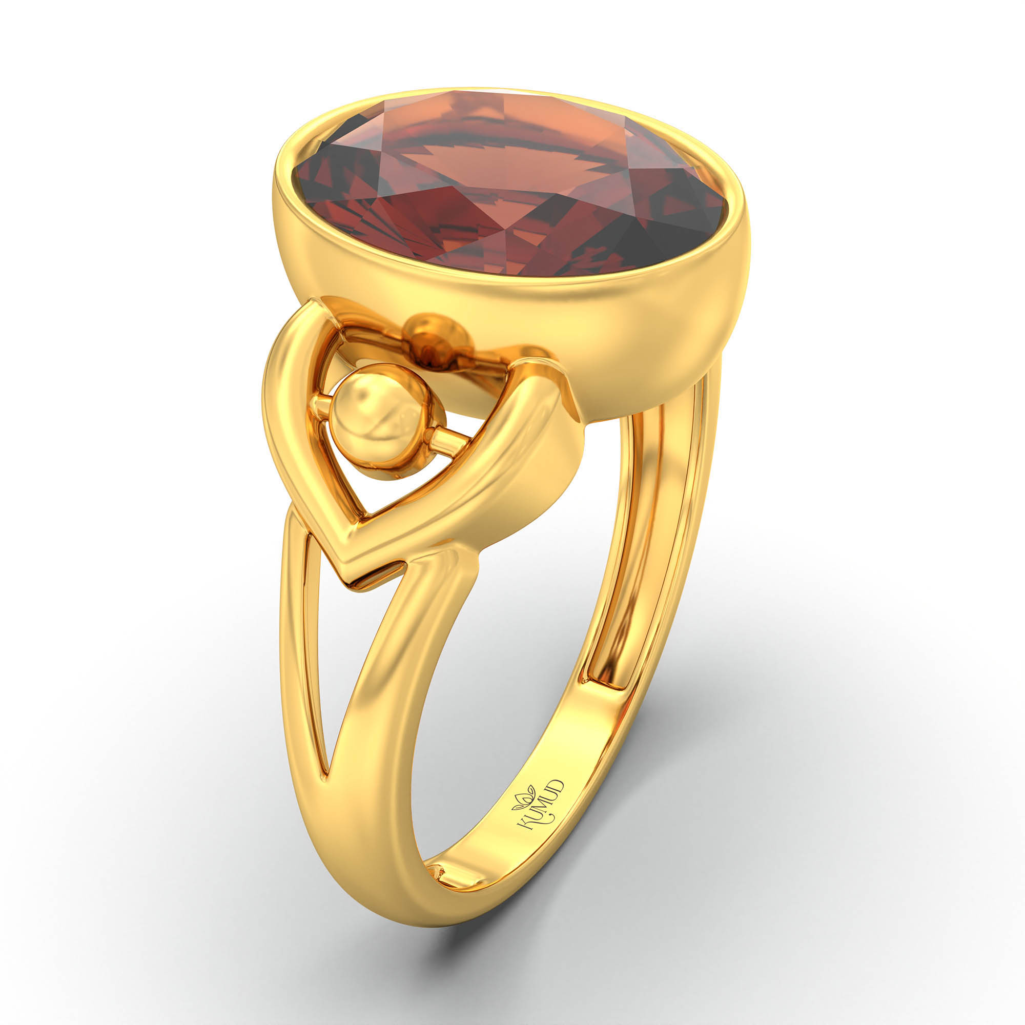 Hessonite (Gomed) Ring for Women in 22K Yellow Gold – Oval 11x8 mm, Bezel Setting, 4 g (Design K14-6) thumbnail