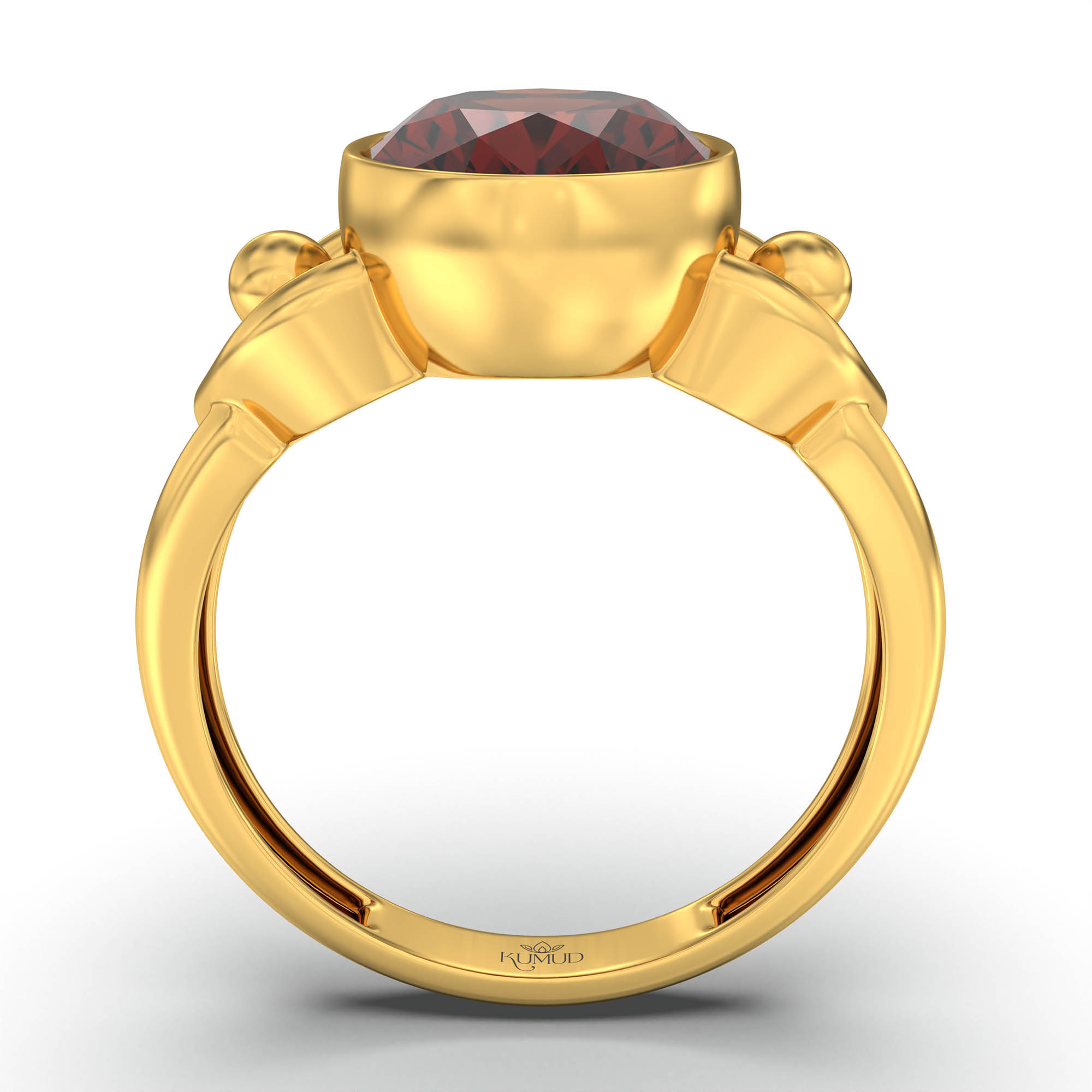 Hessonite (Gomed) Ring for Women in 22K Yellow Gold – Oval 11x8 mm, Bezel Setting, 4 g (Design K14-6) thumbnail