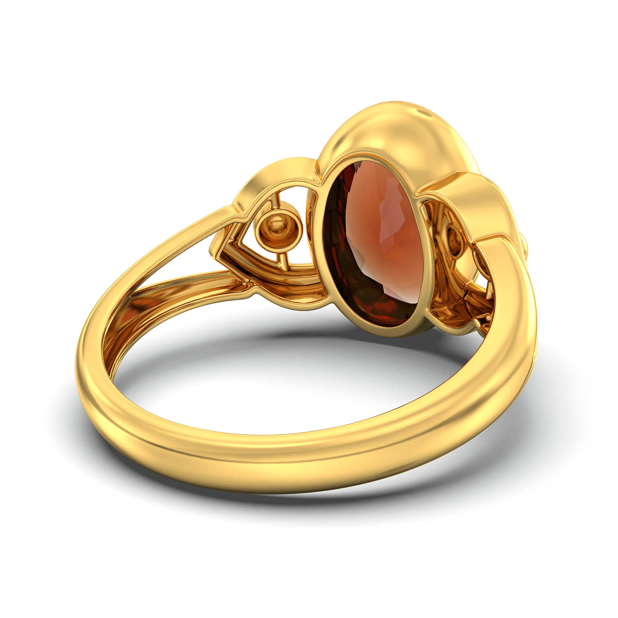 Hessonite (Gomed) Ring for Women in 22K Yellow Gold – Oval 11x8 mm, Bezel Setting, 4 g (Design K14-6) thumbnail