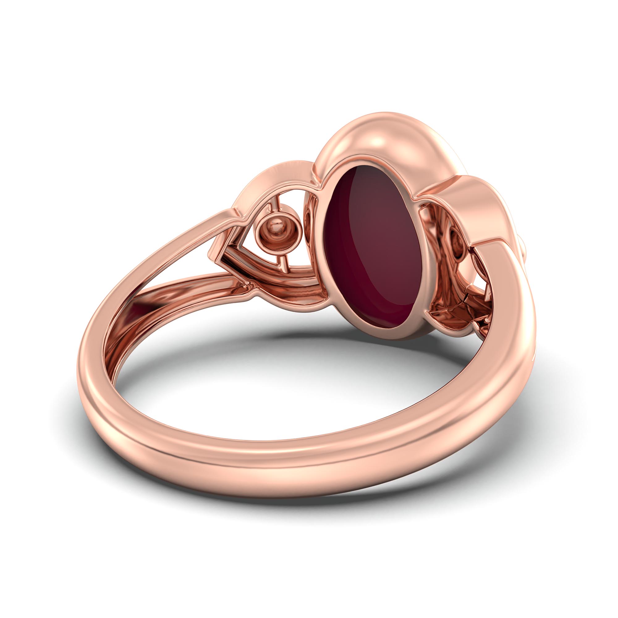 Ruby (Manik) Ring for Women in 18K Rose Gold – Oval Cabochon 11x8 mm, Bezel Setting, 4 g (Design K14-6) thumbnail