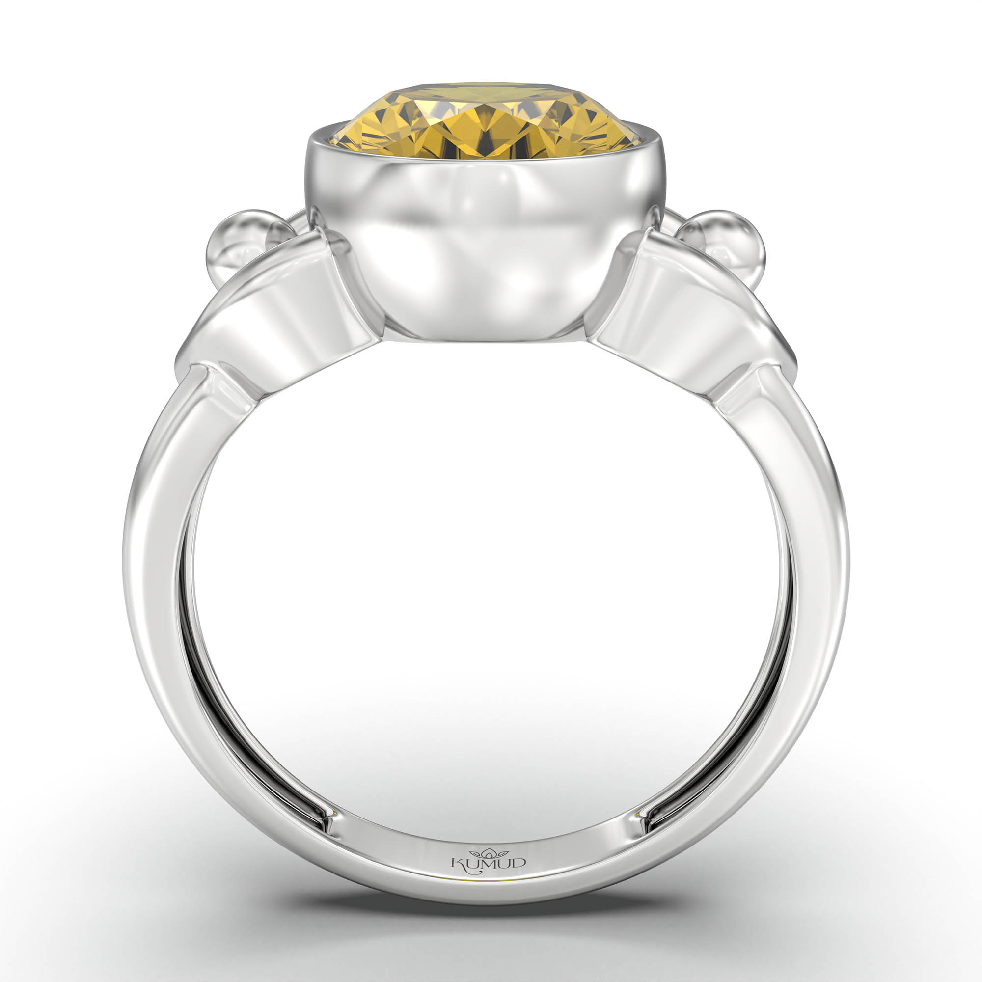 Yellow Sapphire (Pukhraj) Ring for Women in 925 Sterling Silver – Oval 11x8 mm, Bezel Setting, 4 g (Design K14-6) thumbnail