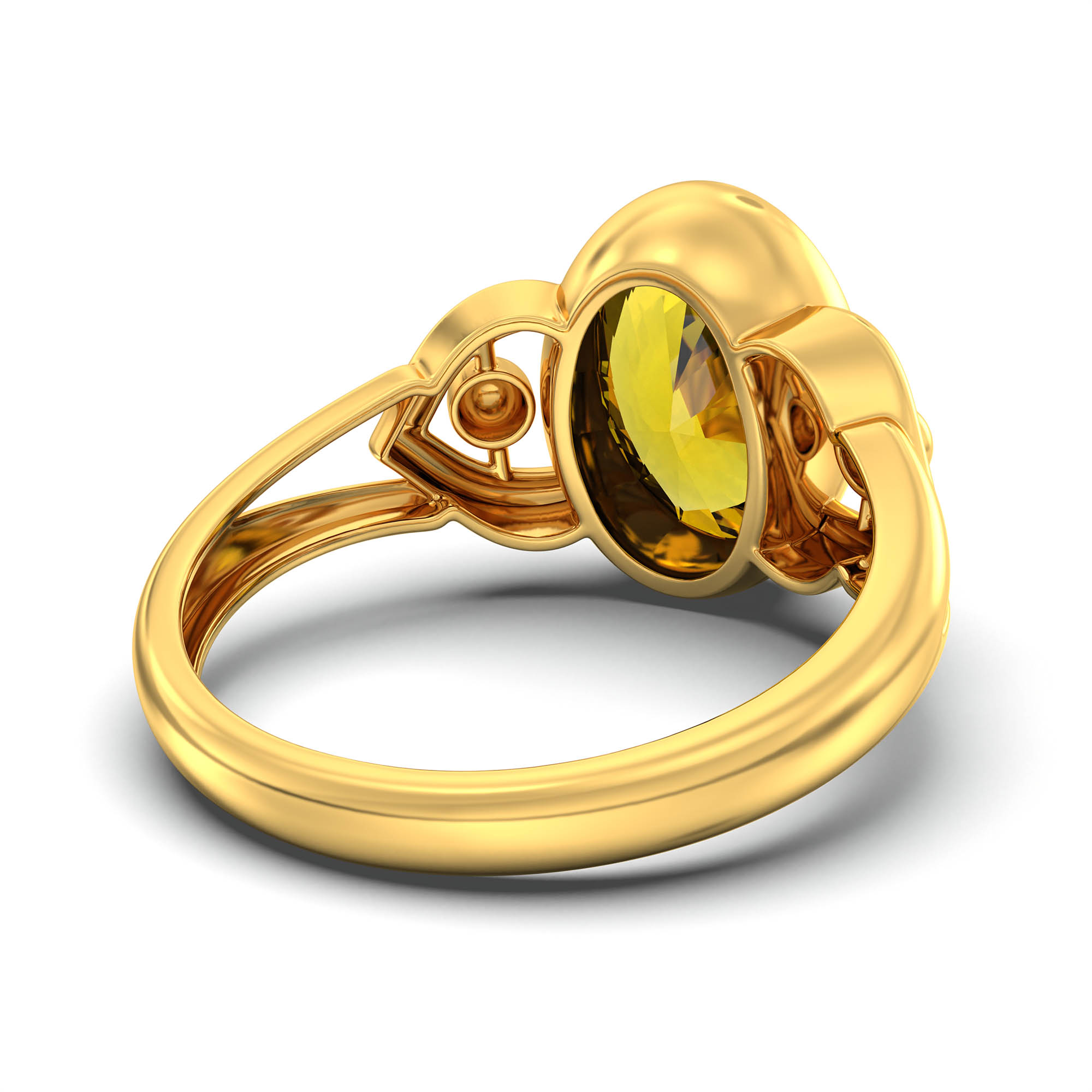Yellow Sapphire (Pukhraj) Ring for Women in 22K Yellow Gold – Oval 11x8 mm, Bezel Setting, 4 g (Design K14-6) thumbnail