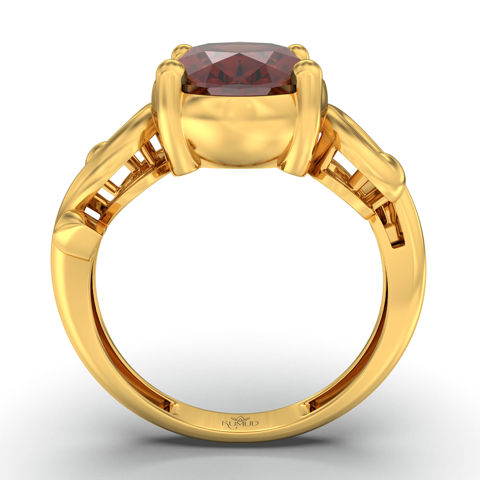Hessonite (Gomed) Ring for Women in 22K Yellow Gold – Oval 11x8 mm, Prong Setting, 4 g (Design K14-7) thumbnail