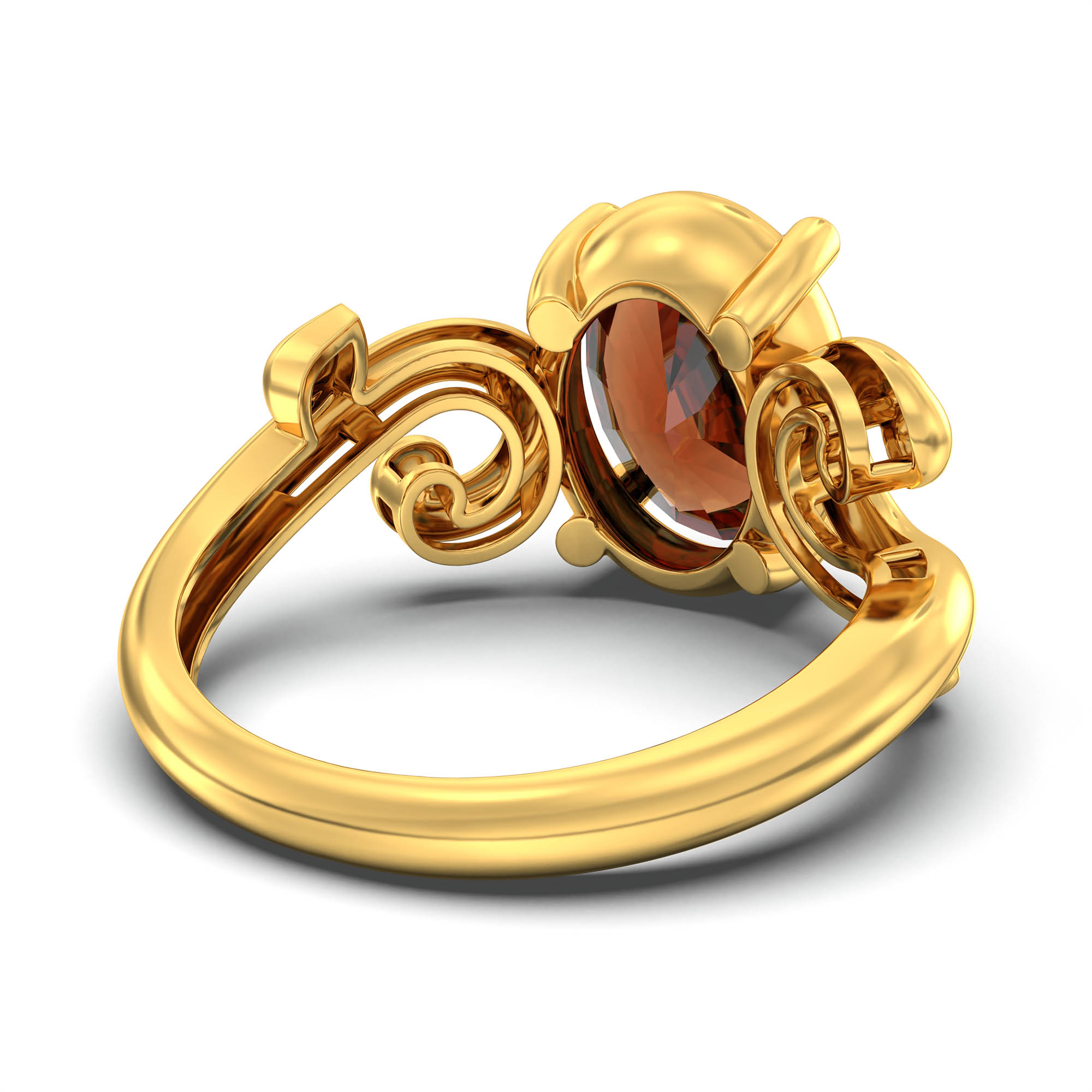 Hessonite (Gomed) Ring for Women in 22K Yellow Gold – Oval 11x8 mm, Prong Setting, 4 g (Design K14-7) thumbnail