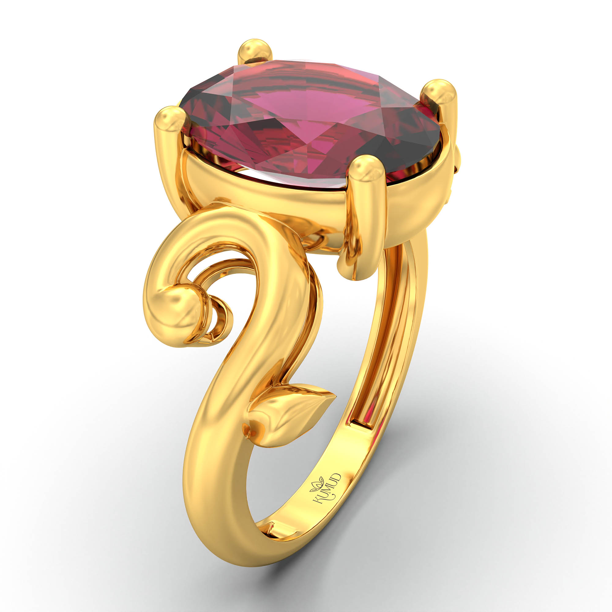 Ruby (Manik) Ring for Women in 22K Yellow Gold – Oval 11x8 mm, Prong Setting, 4 g (Design K14-7) thumbnail