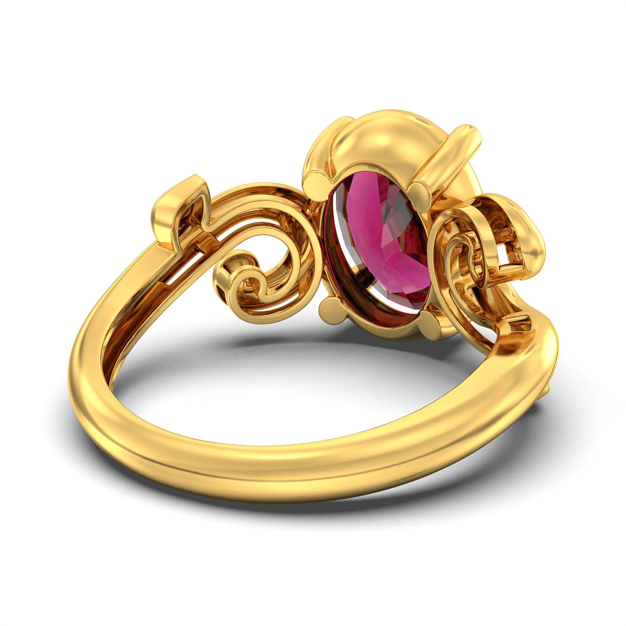 Ruby (Manik) Ring for Women in 22K Yellow Gold – Oval 11x8 mm, Prong Setting, 4 g (Design K14-7) thumbnail