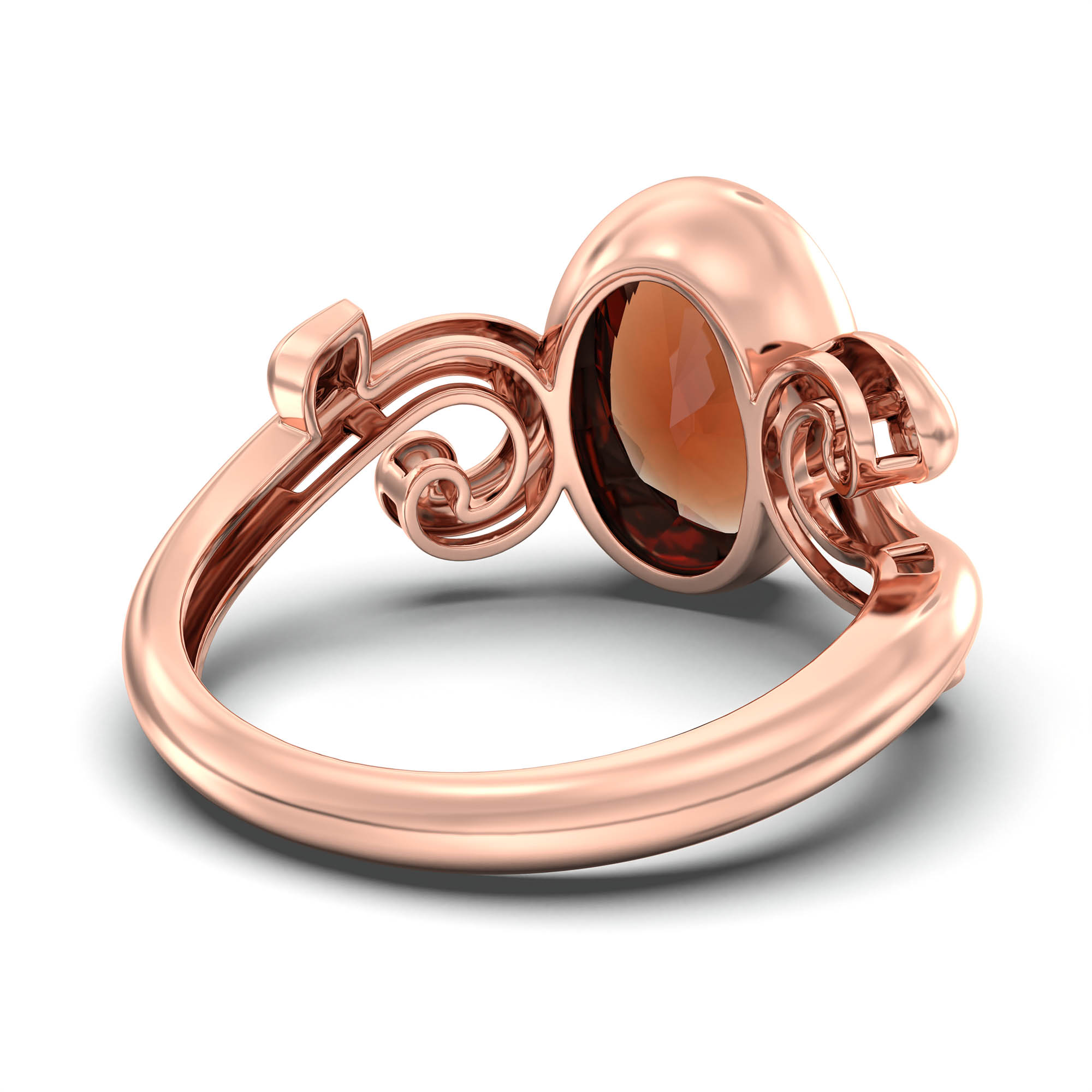 Hessonite (Gomed) Ring for Women in 18K Rose Gold – Oval 11x8 mm, Bezel Setting, 4 g (Design K14-7) thumbnail
