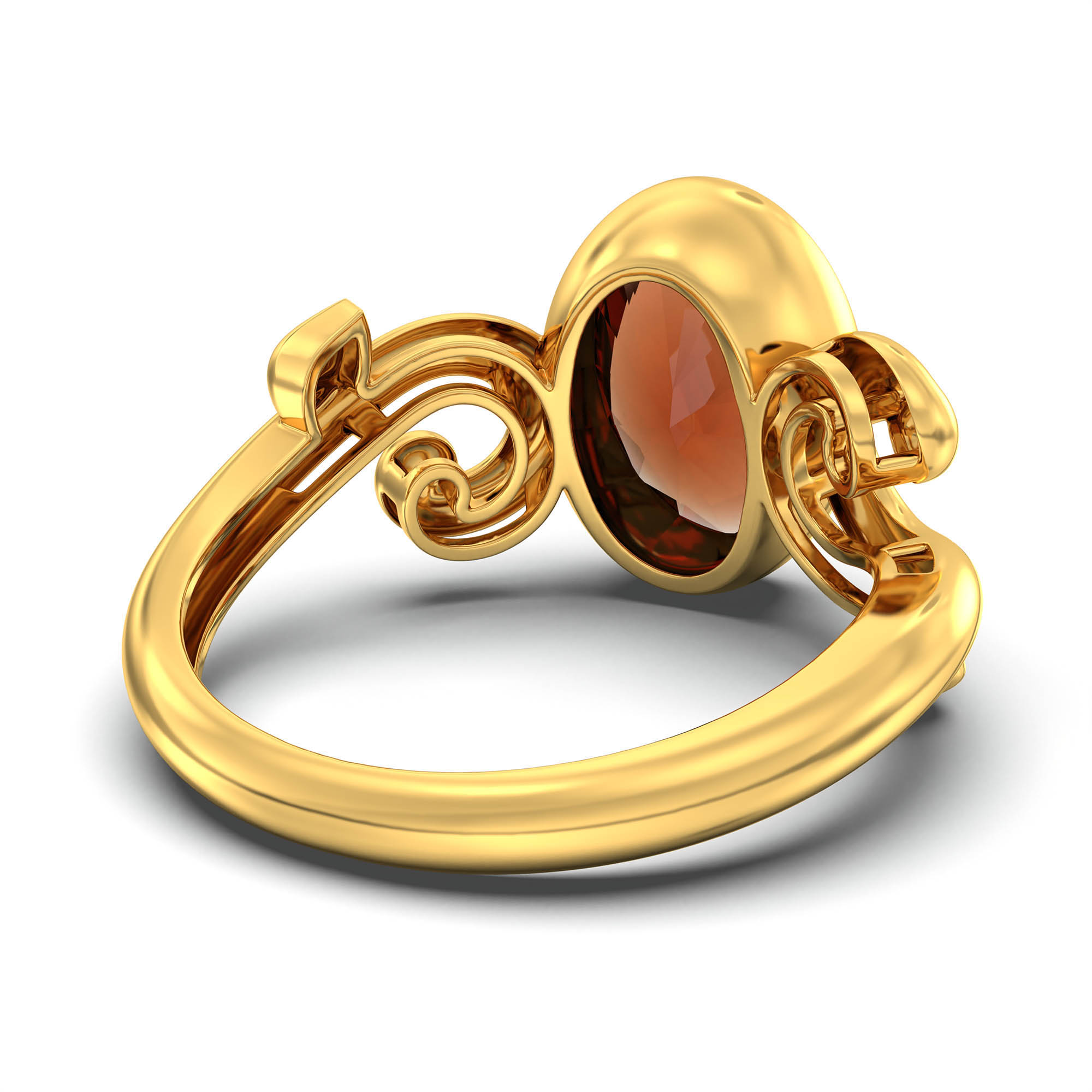 Hessonite (Gomed) Ring for Women in 22K Yellow Gold – Oval 11x8 mm, Bezel Setting, 4 g (Design K14-7) thumbnail