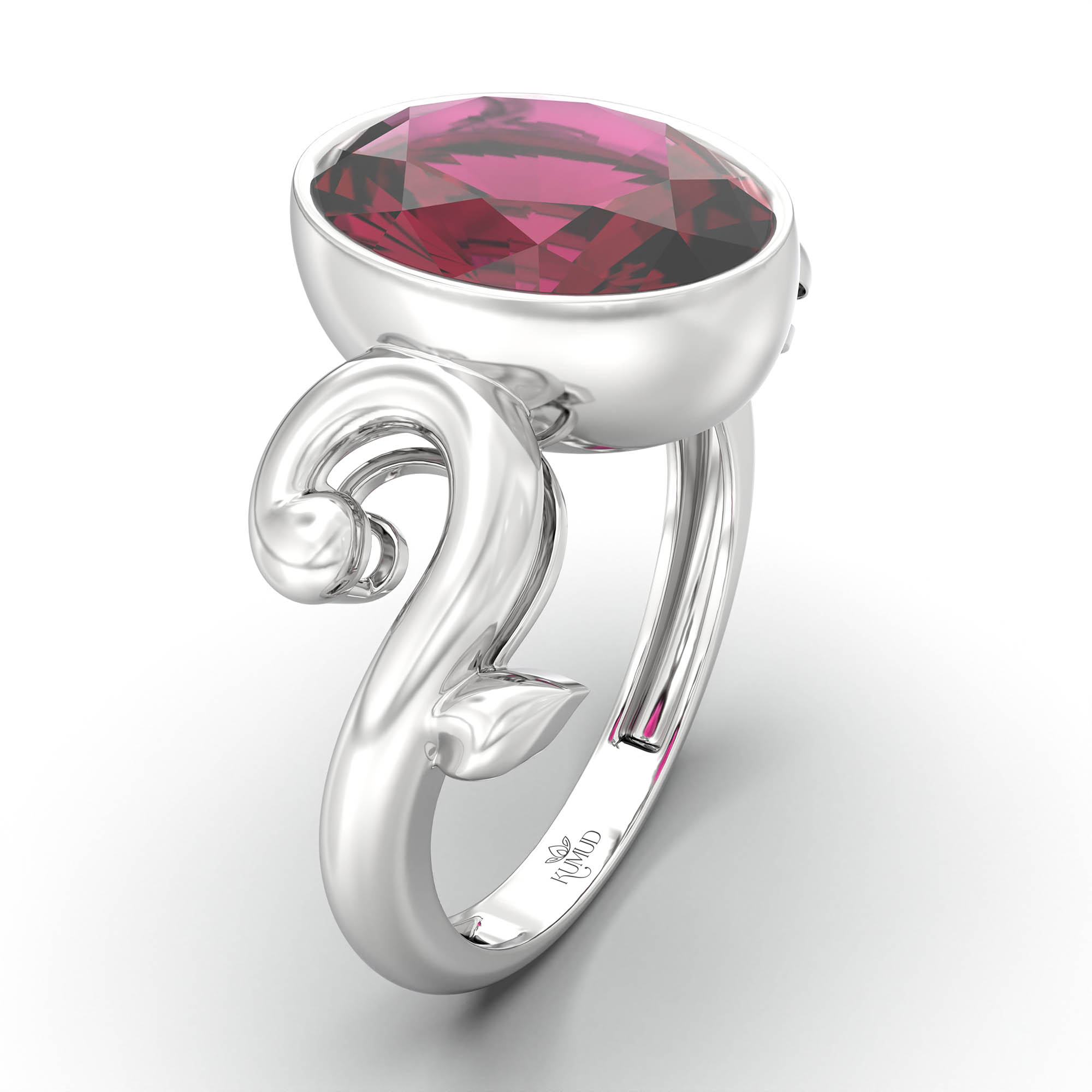 Ruby (Manik) Ring for Women in 925 Sterling Silver – Oval 11x8 mm, Bezel Setting, 4 g (Design K14-7) thumbnail