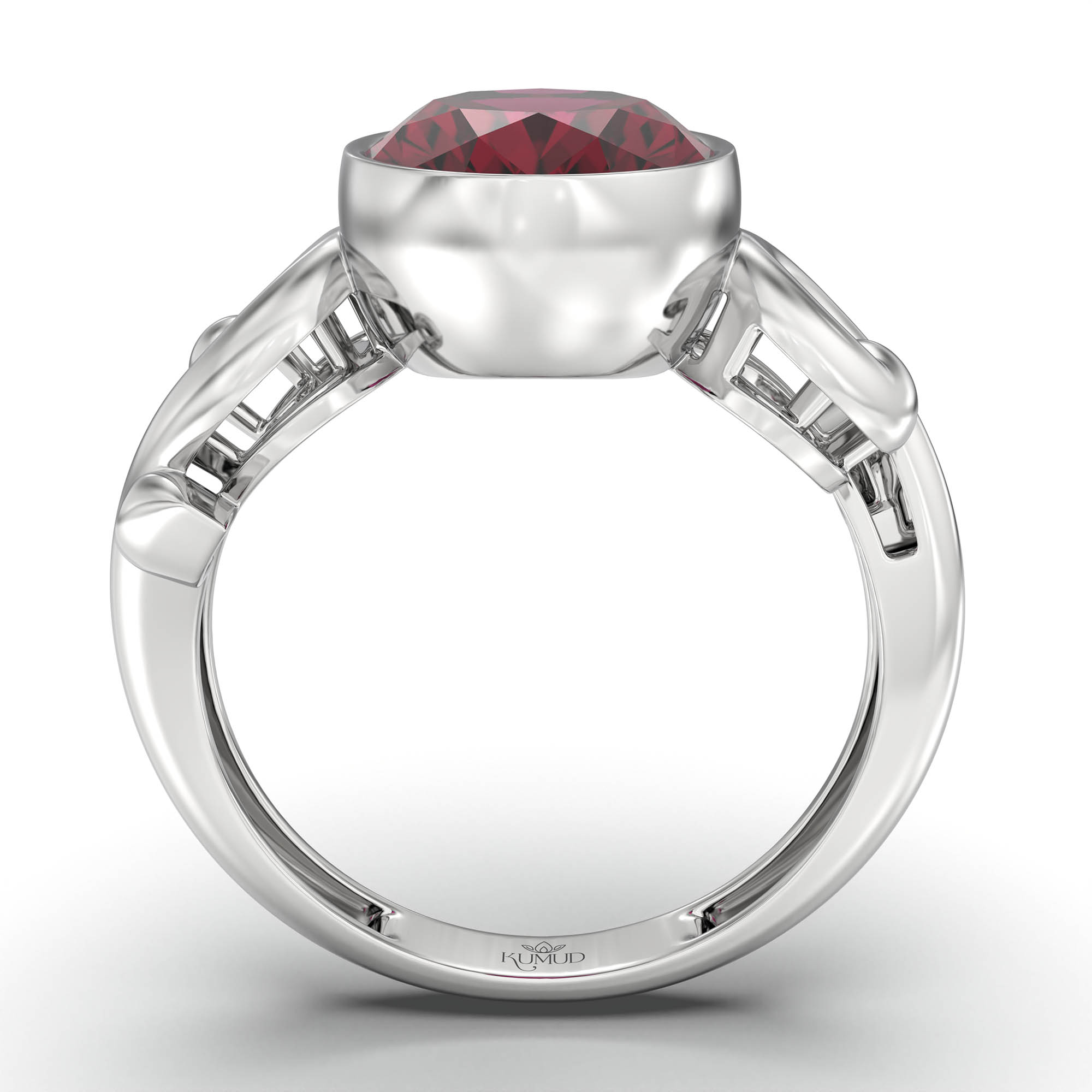 Ruby (Manik) Ring for Women in 925 Sterling Silver – Oval 11x8 mm, Bezel Setting, 4 g (Design K14-7) thumbnail