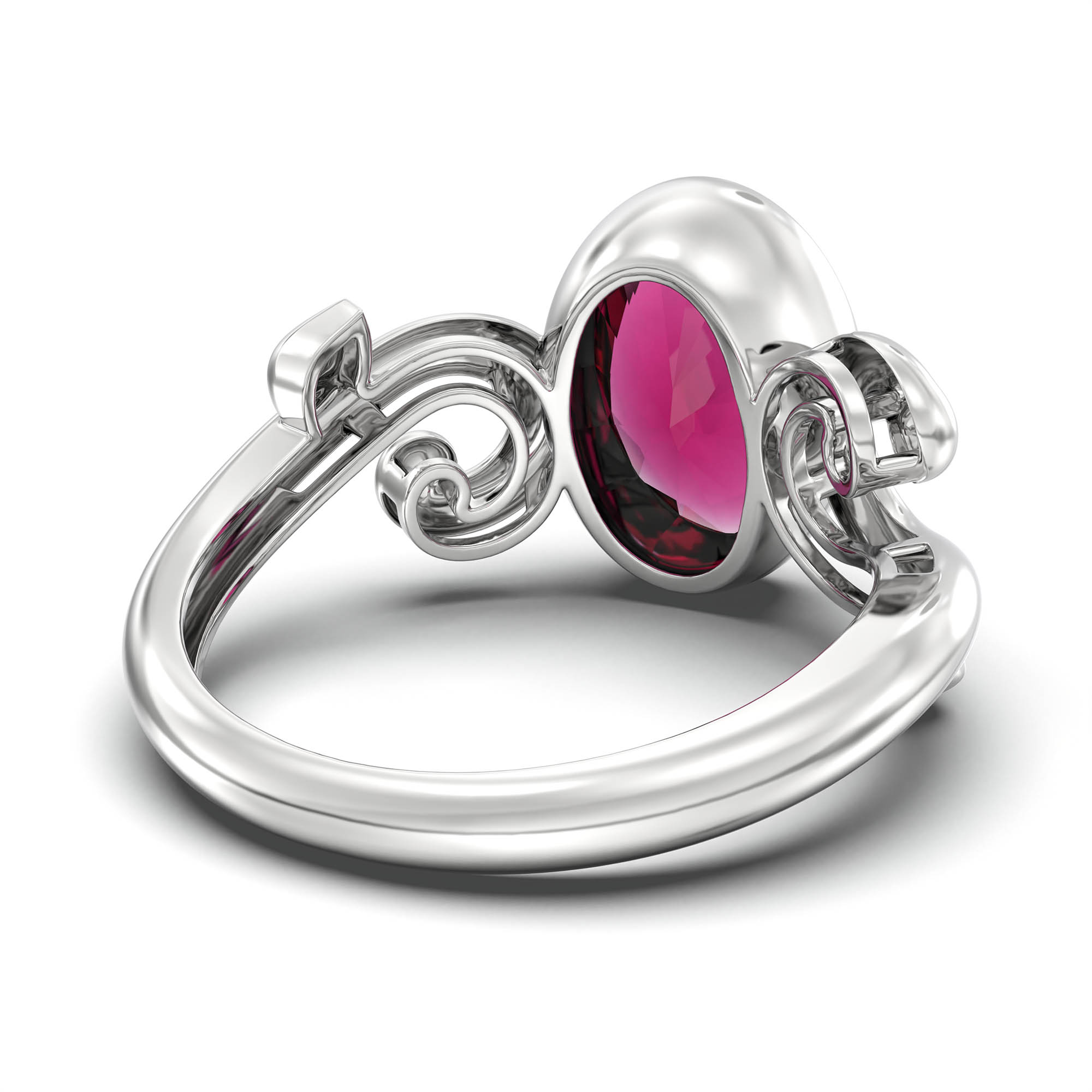 Ruby (Manik) Ring for Women in 925 Sterling Silver – Oval 11x8 mm, Bezel Setting, 4 g (Design K14-7) thumbnail