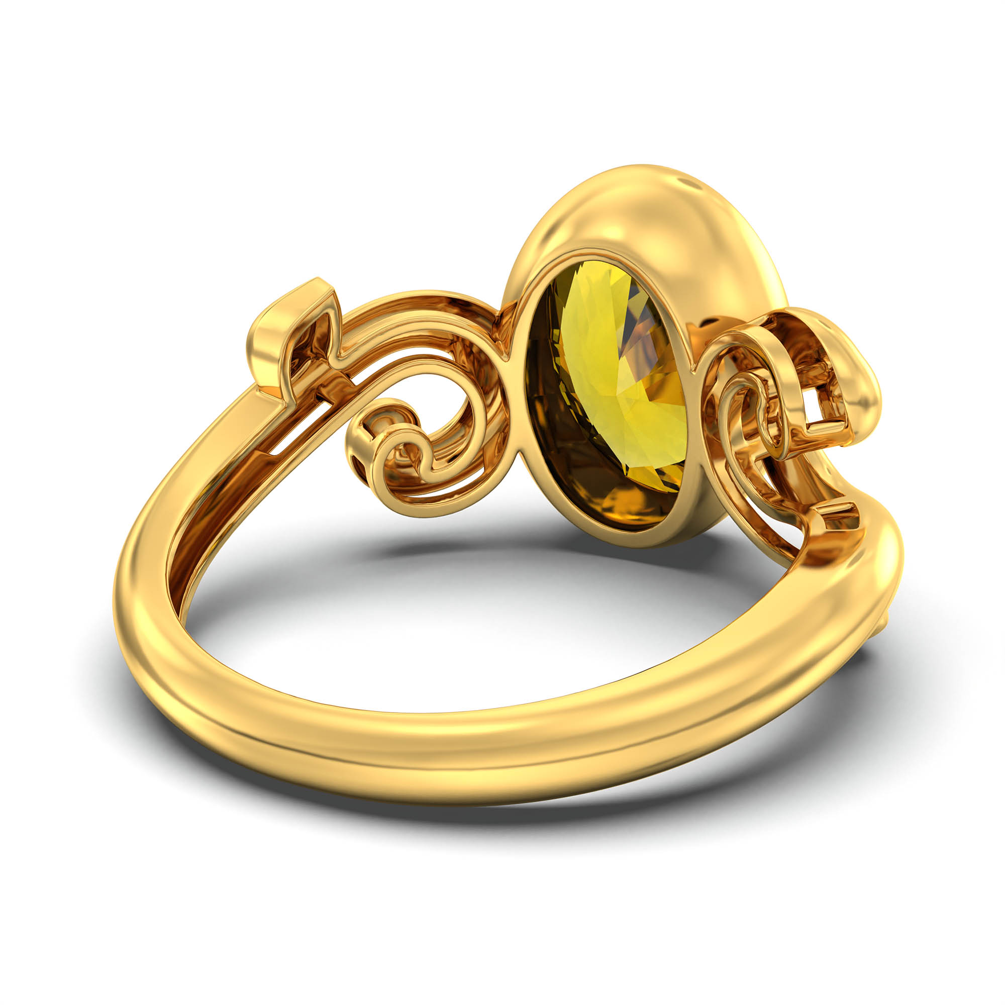 Yellow Sapphire (Pukhraj) Ring for Women in 22K Yellow Gold – Oval 11x8 mm, Bezel Setting, 4 g (Design K14-7) thumbnail