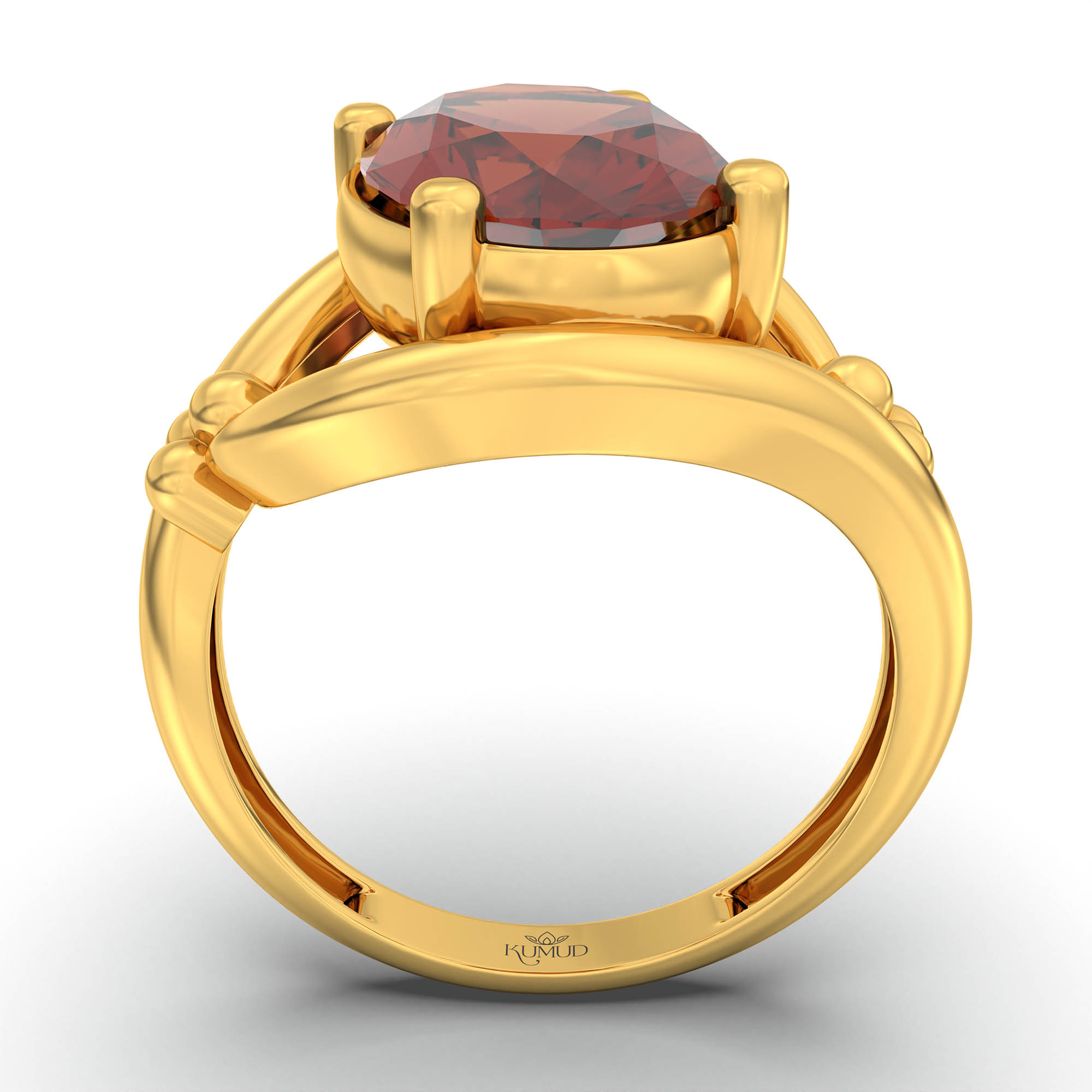 Hessonite (Gomed) Ring for Women in 22K Yellow Gold – Oval 11x8 mm, Prong Setting, 4 g (Design K14-8) thumbnail