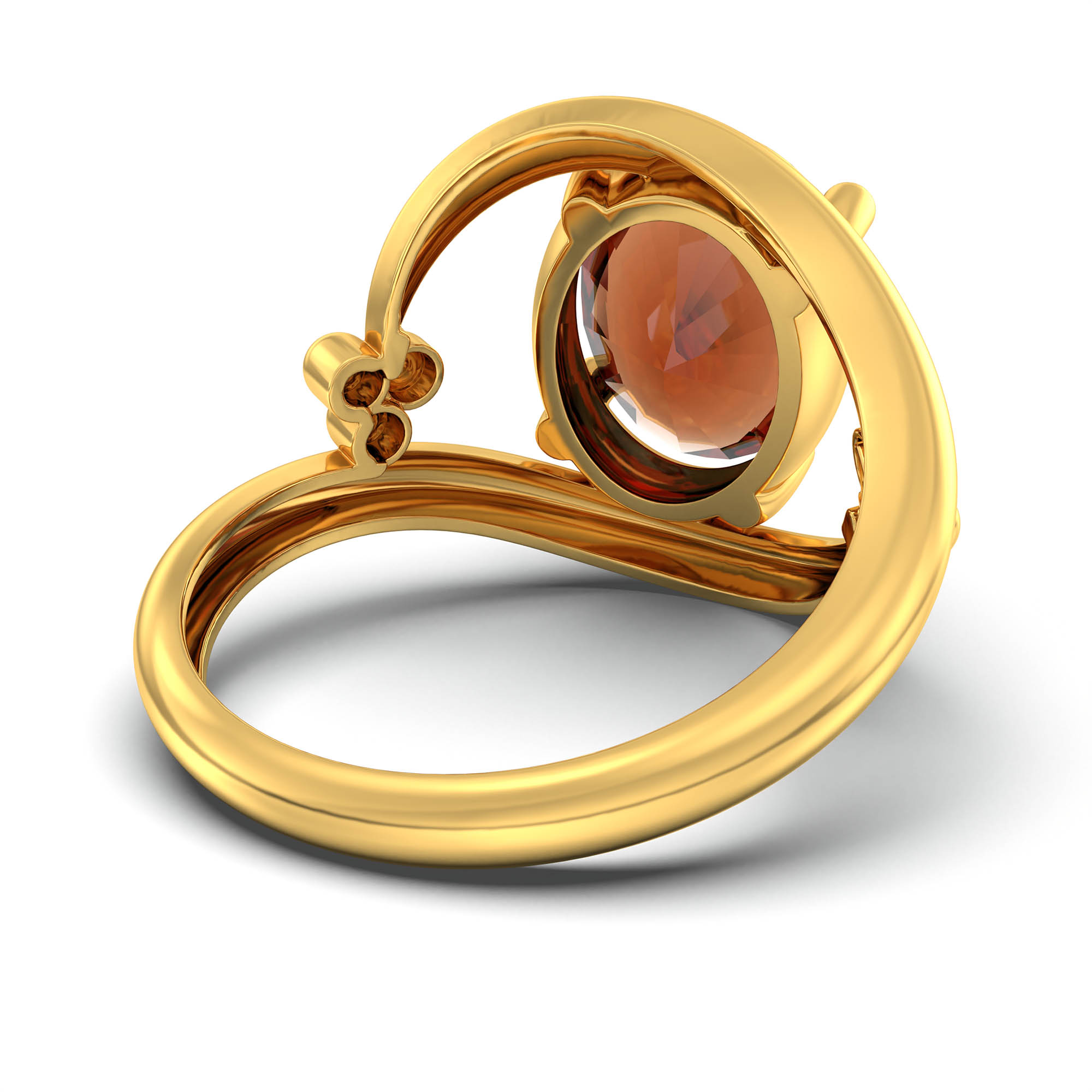 Hessonite (Gomed) Ring for Women in 22K Yellow Gold – Oval 11x8 mm, Prong Setting, 4 g (Design K14-8) thumbnail