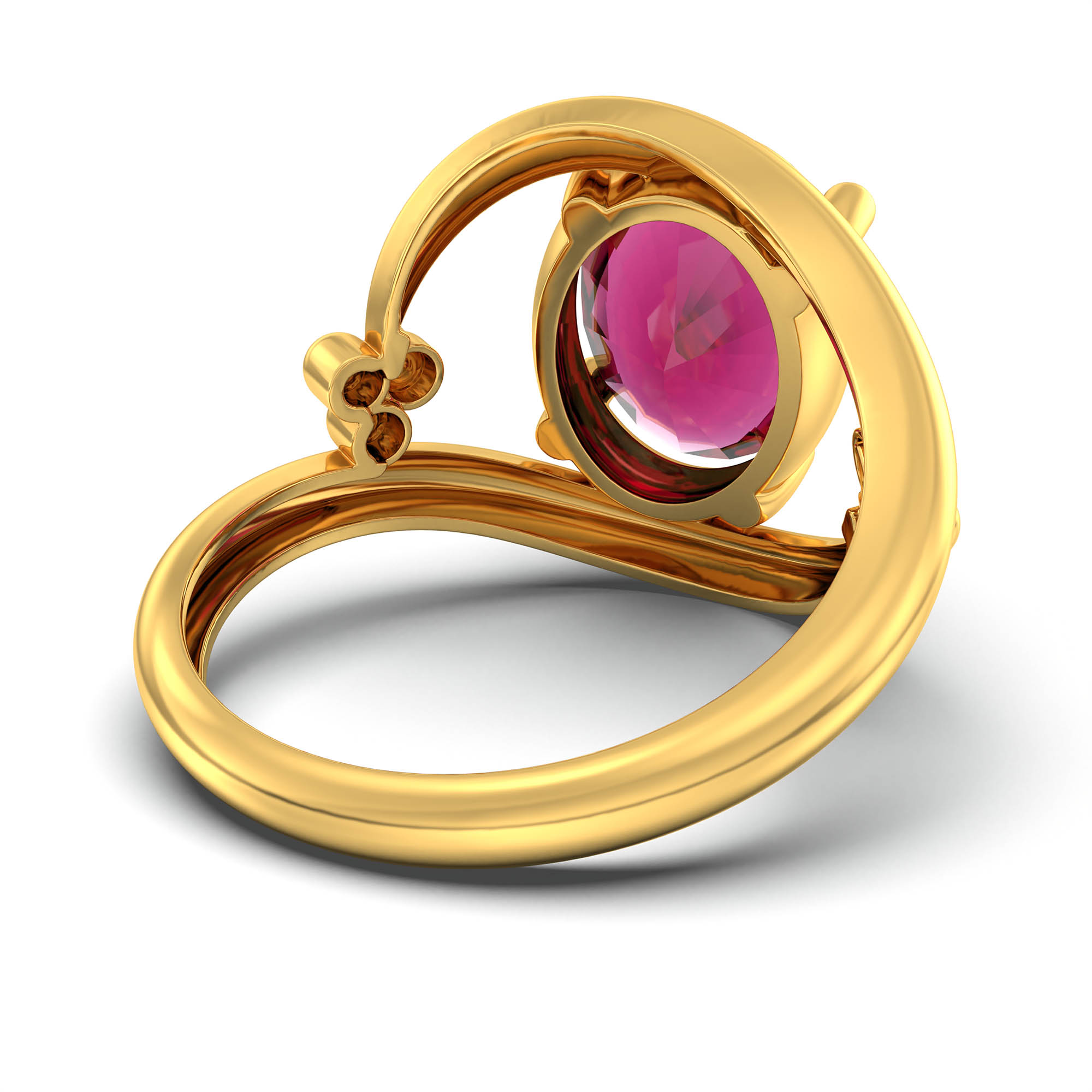 Ruby (Manik) Ring for Women in 22K Yellow Gold – Oval 11x8 mm, Prong Setting, 4 g (Design K14-8) thumbnail