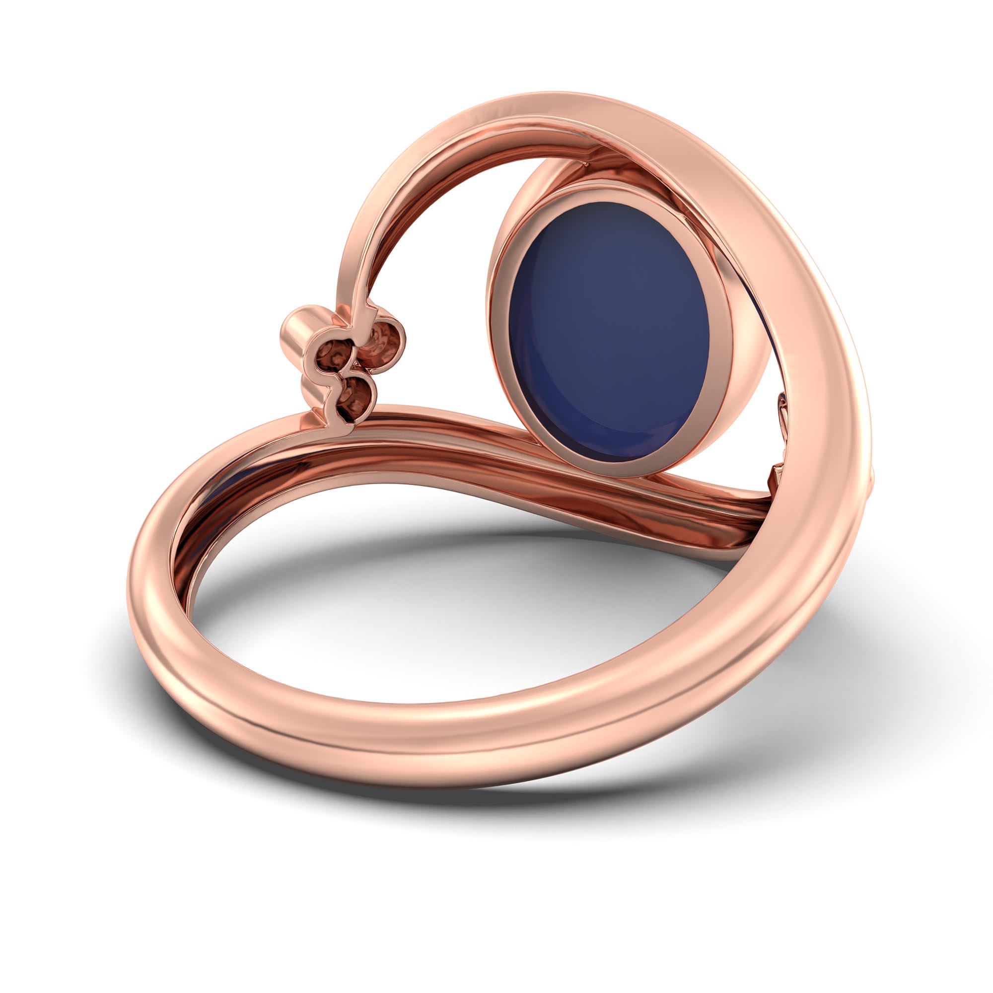 Blue Sapphire (Neelam) Ring for Women in 18K Rose Gold – Oval Cabochon 11x8 mm, Bezel Setting, 4 g (Design K14-8) thumbnail