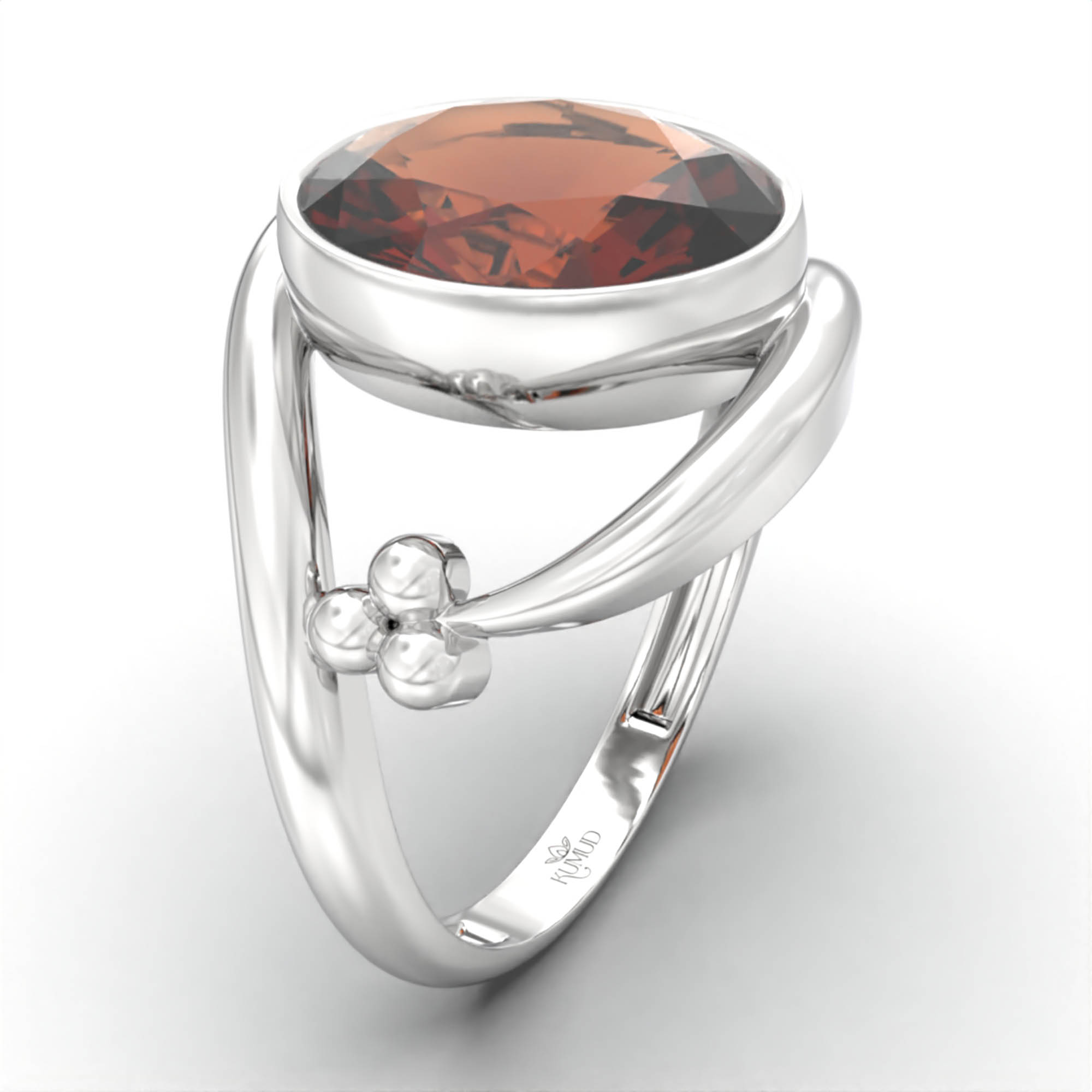 Hessonite (Gomed) Ring for Women in 925 Sterling Silver – Oval 11x8 mm, Bezel Setting, 4 g (Design K14-8) thumbnail