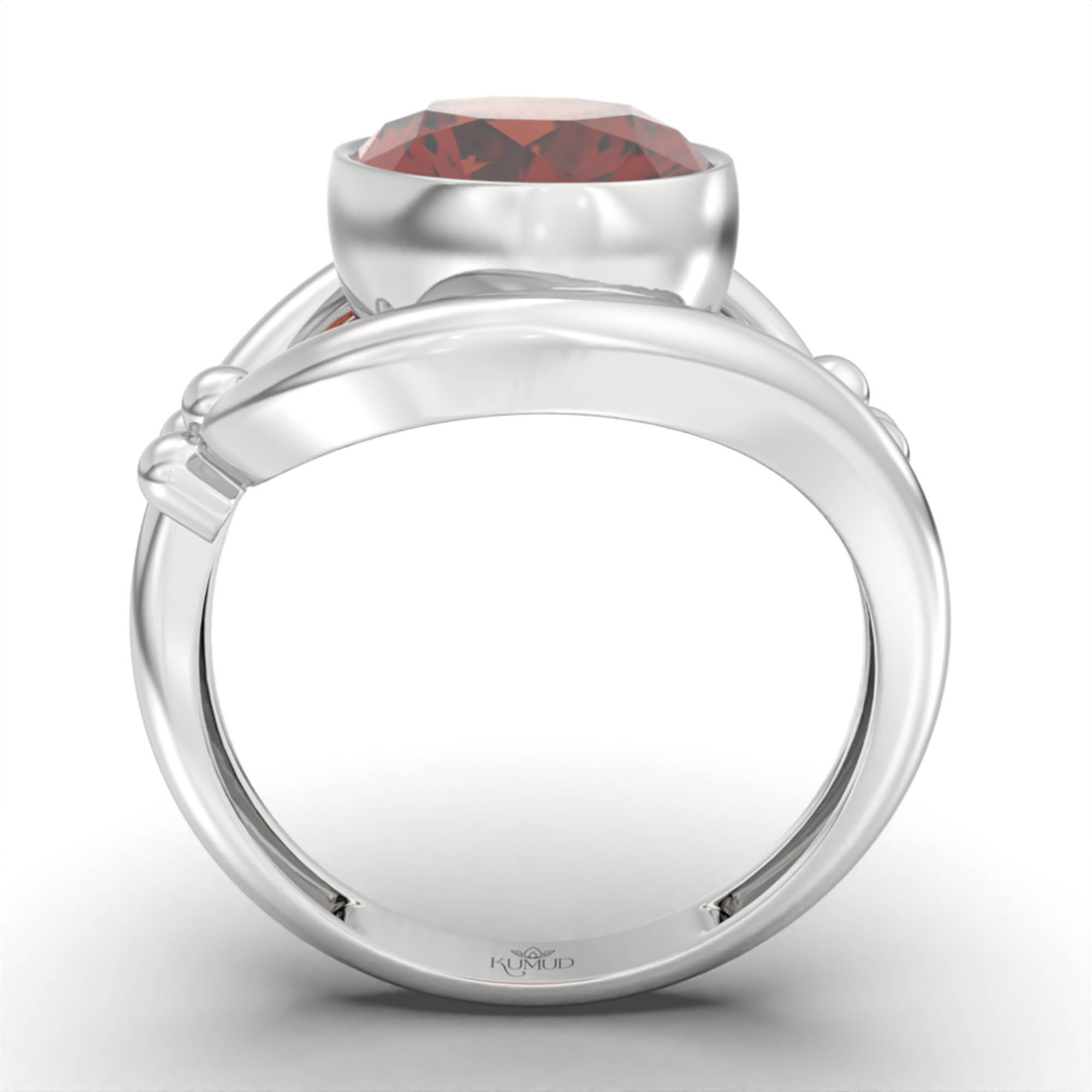Hessonite (Gomed) Ring for Women in 925 Sterling Silver – Oval 11x8 mm, Bezel Setting, 4 g (Design K14-8) thumbnail