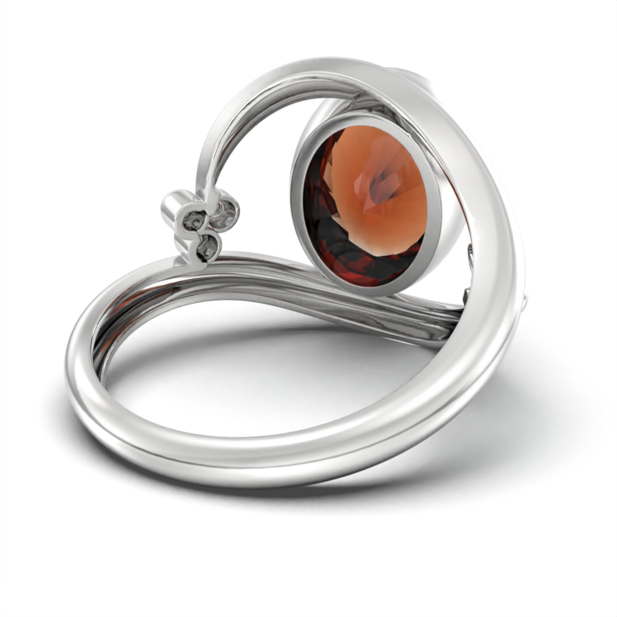 Hessonite (Gomed) Ring for Women in 925 Sterling Silver – Oval 11x8 mm, Bezel Setting, 4 g (Design K14-8) thumbnail