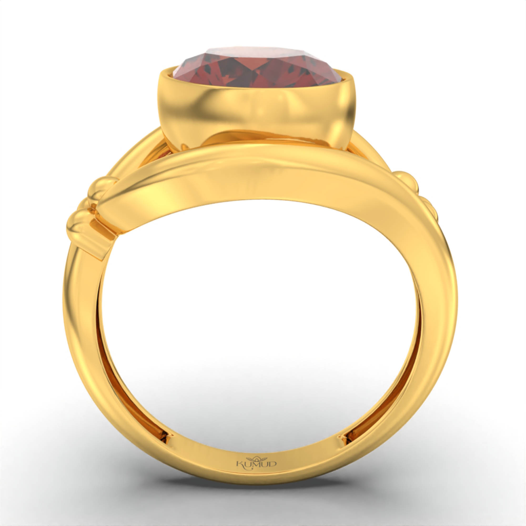 Hessonite (Gomed) Ring for Women in 22K Yellow Gold – Oval 11x8 mm, Bezel Setting, 4 g (Design K14-8) thumbnail