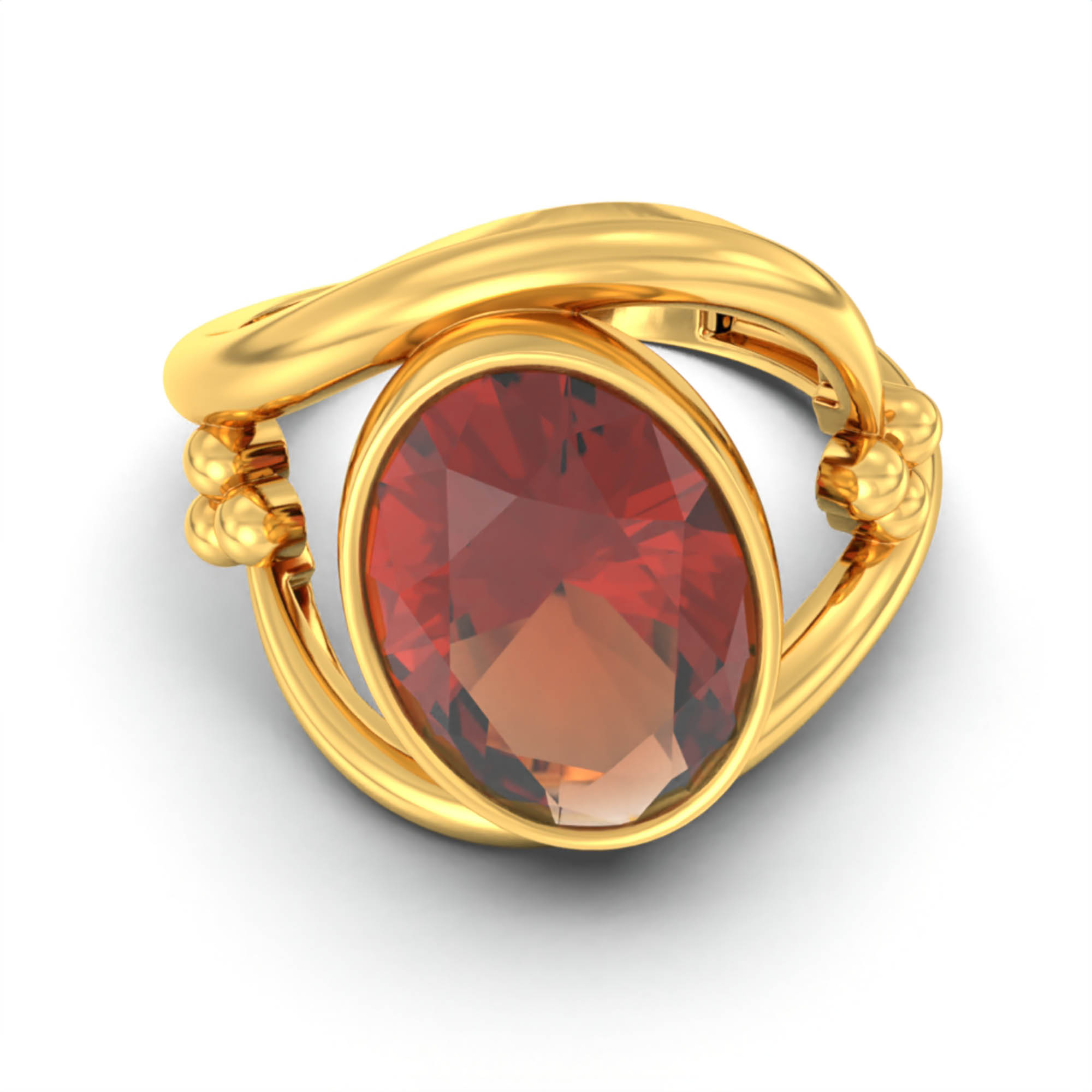 Hessonite (Gomed) Ring for Women in 22K Yellow Gold – Oval 11x8 mm, Bezel Setting, 4 g (Design K14-8) thumbnail