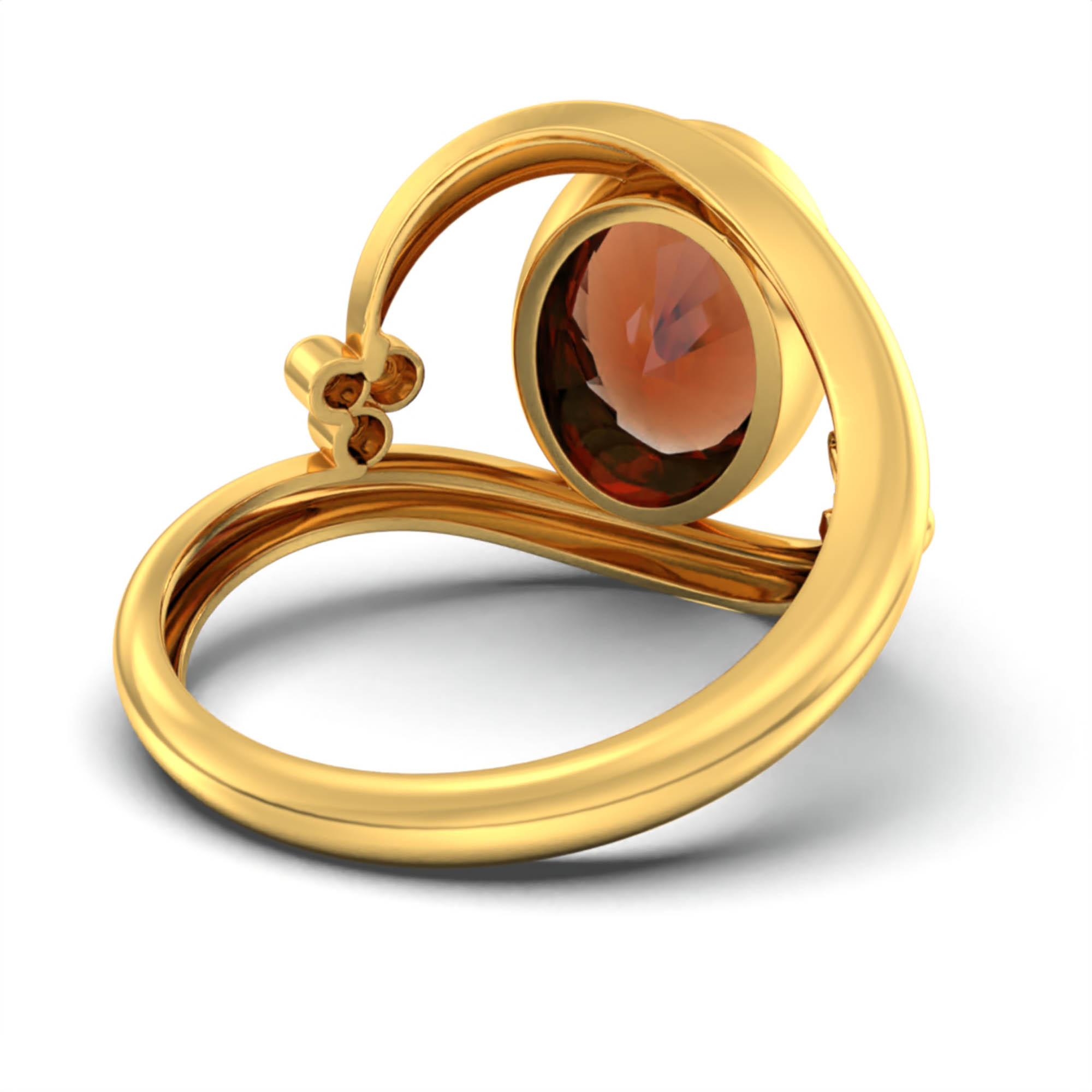 Hessonite (Gomed) Ring for Women in 22K Yellow Gold – Oval 11x8 mm, Bezel Setting, 4 g (Design K14-8) thumbnail