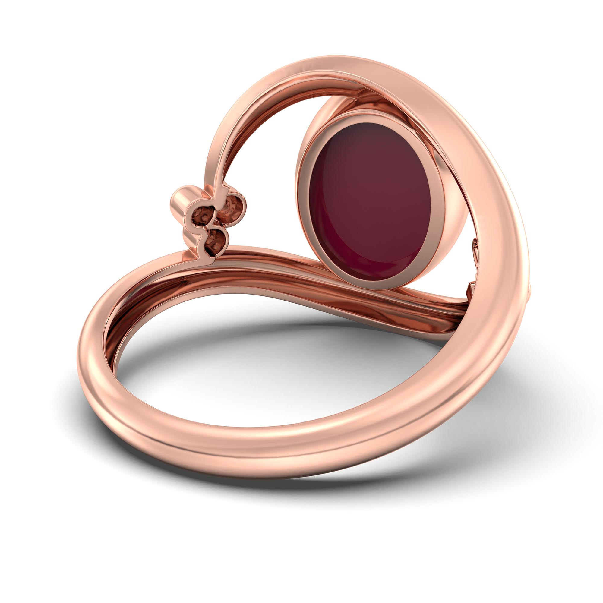 Ruby (Manik) Ring for Women in 18K Rose Gold – Oval Cabochon 11x8 mm, Bezel Setting, 4 g (Design K14-8) thumbnail