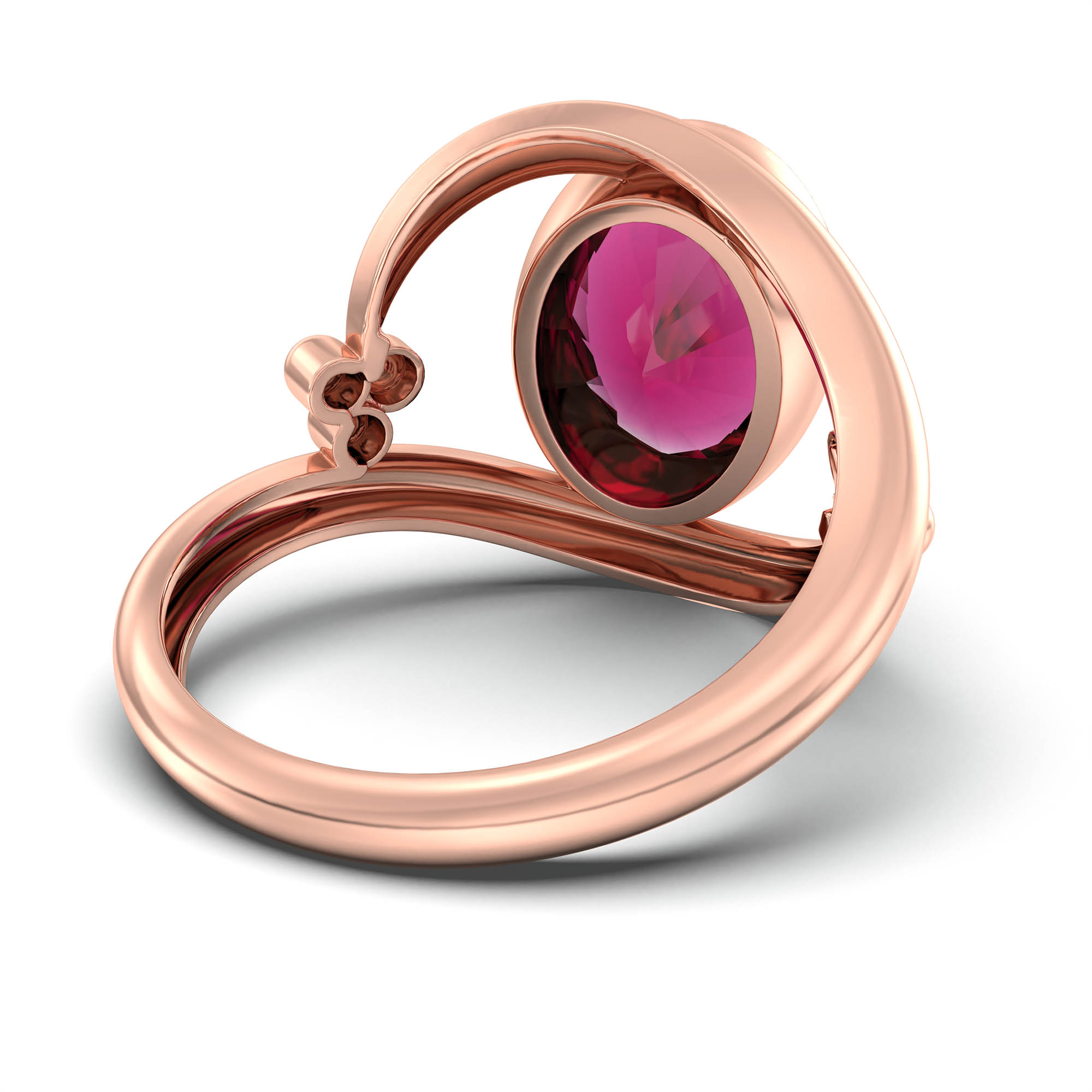 Ruby (Manik) Ring for Women in 18K Rose Gold – Oval 11x8 mm, Bezel Setting, 4 g (Design K14-8) thumbnail