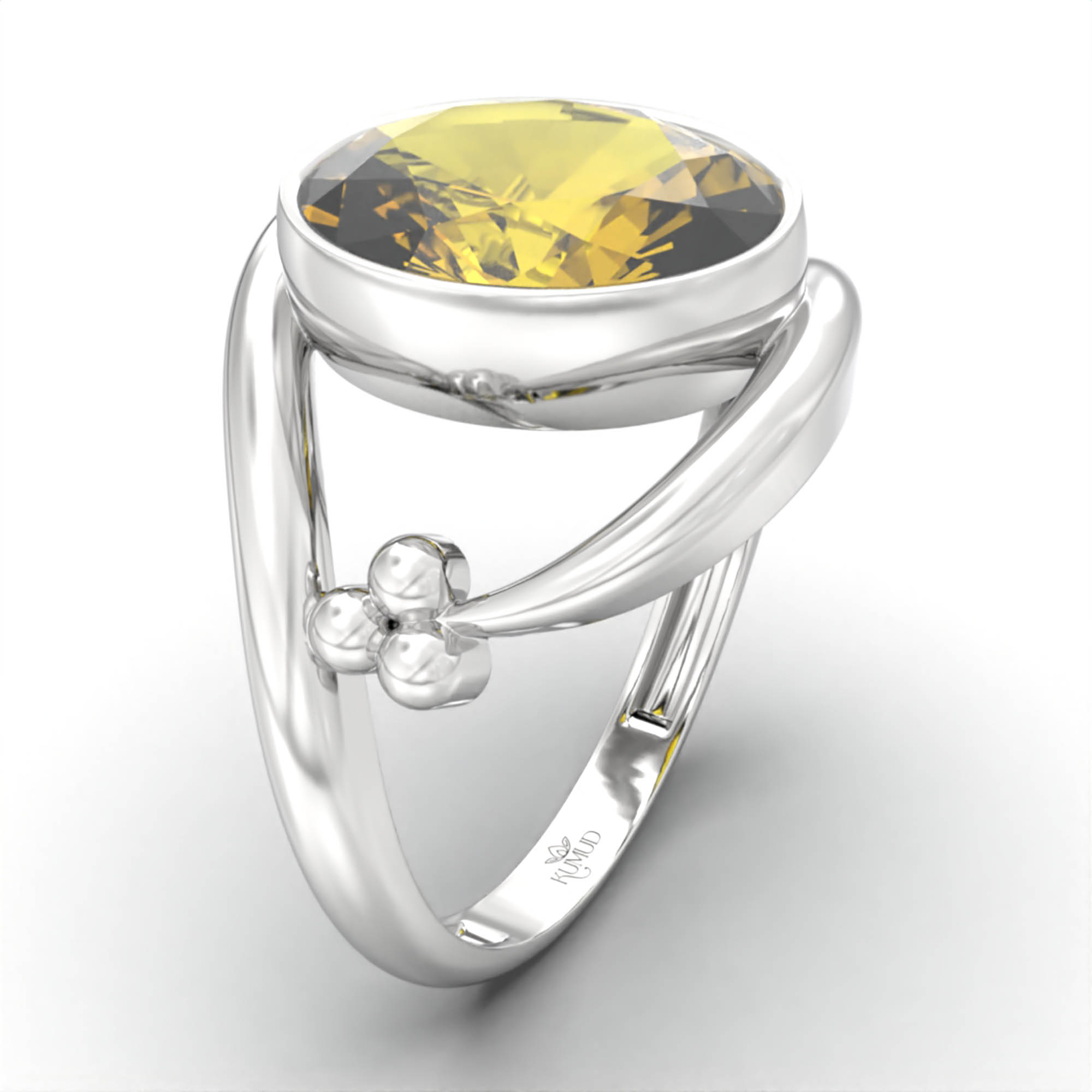 Yellow Sapphire (Pukhraj) Ring for Women in 925 Sterling Silver – Oval 11x8 mm, Bezel Setting, 4 g (Design K14-8) thumbnail