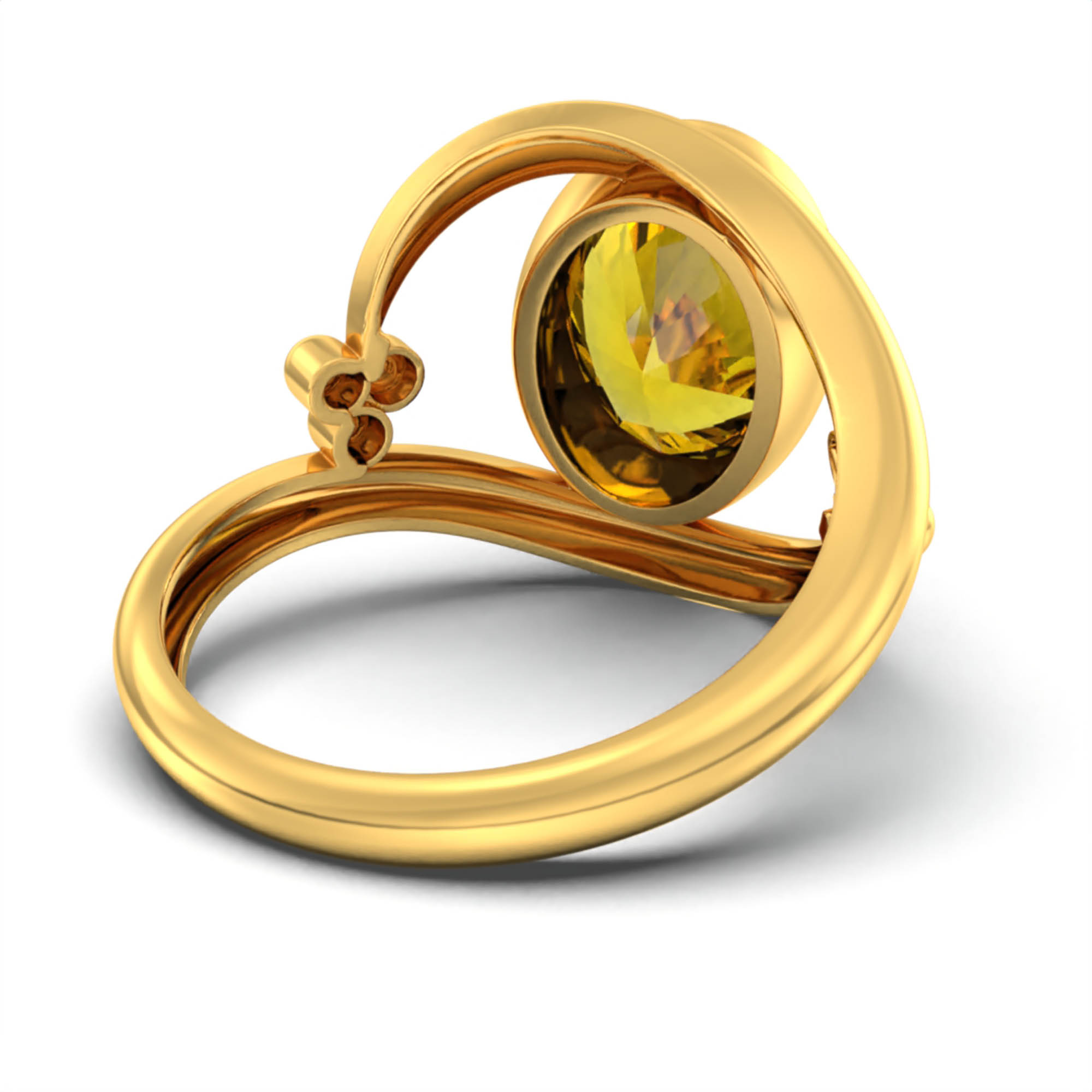Yellow Sapphire (Pukhraj) Ring for Women in 22K Yellow Gold – Oval 11x8 mm, Bezel Setting, 4 g (Design K14-8) thumbnail