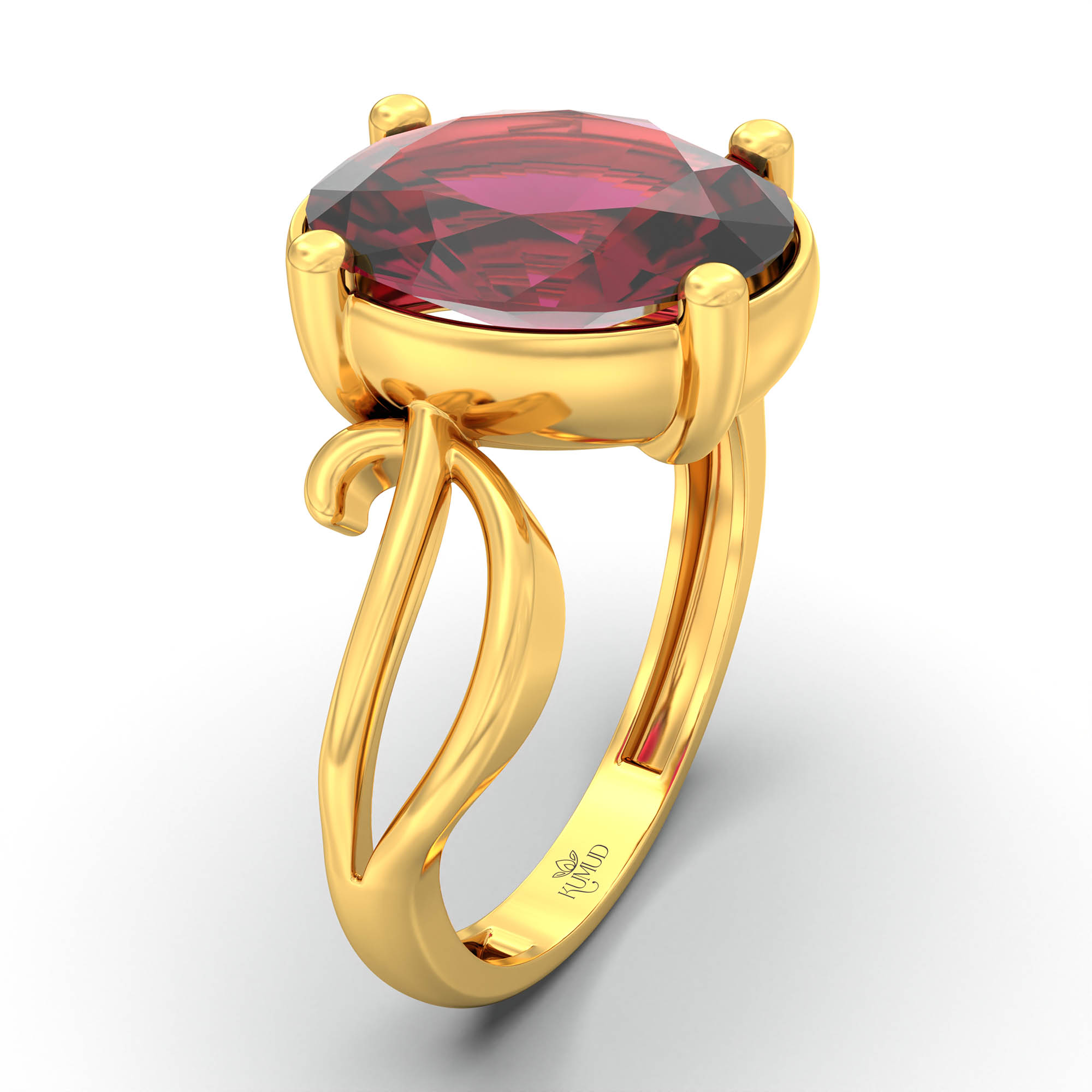 Ruby (Manik) Ring for Women in 22K Yellow Gold – Oval 11x8 mm, Prong Setting, 4 g (Design K14-9) thumbnail